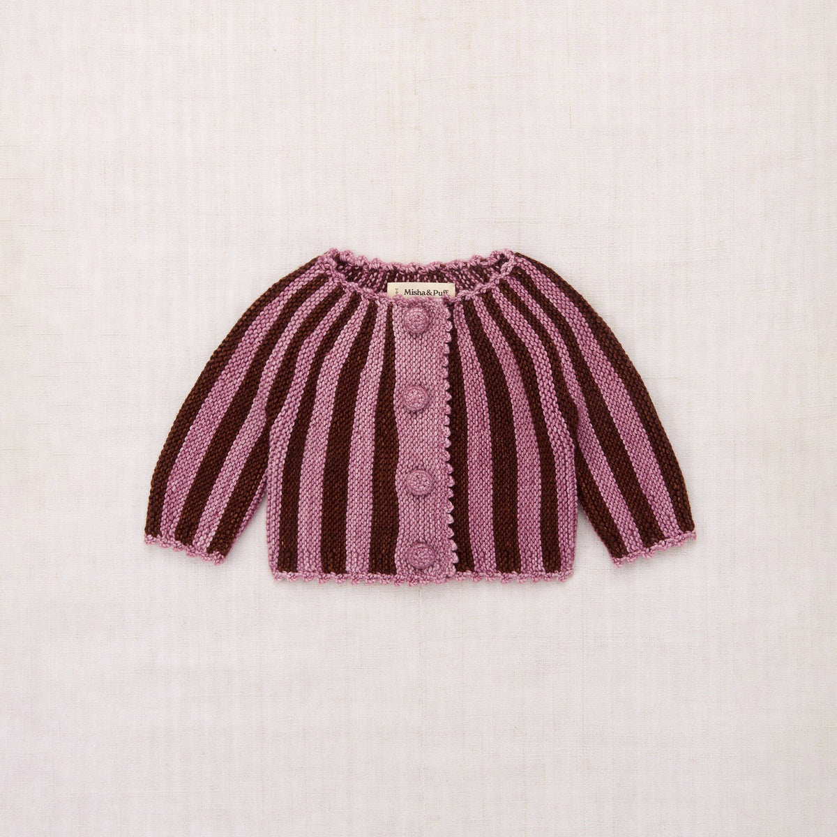 Baby Boys & Girls Pink Stripes Wool Cardigan