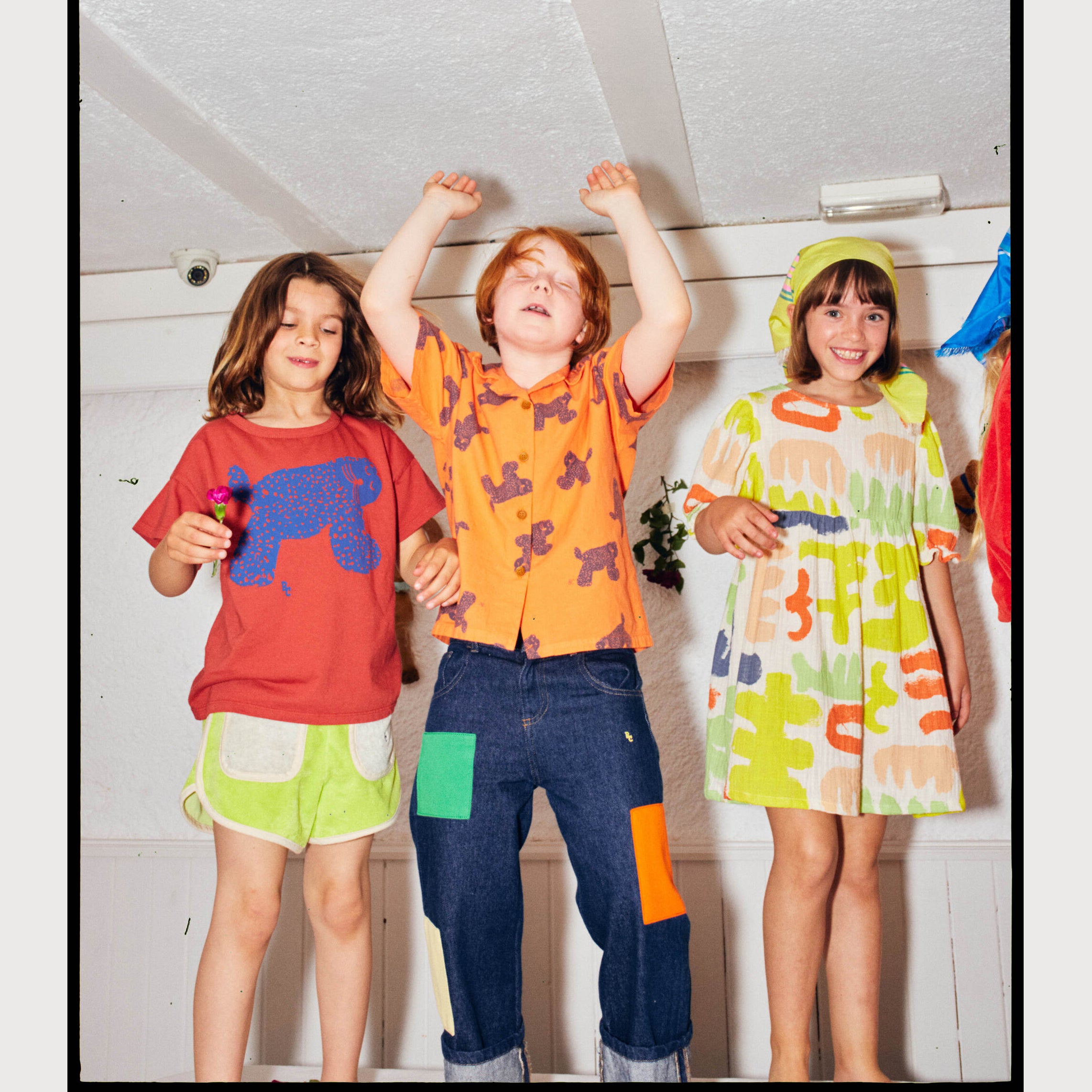 Boys & Girls Red Printed Cotton T-Shirt