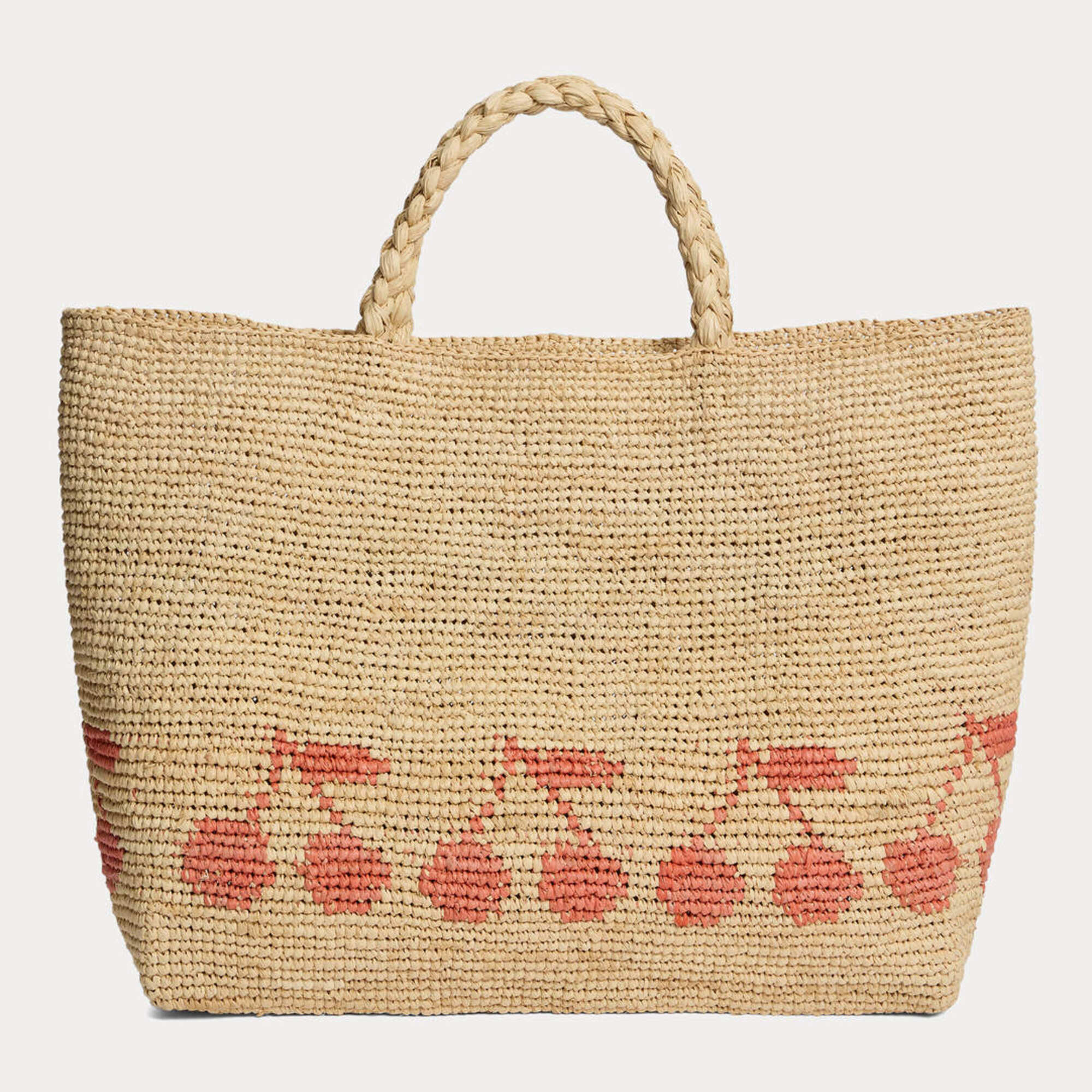 Girls Beige Logo Raphia Handbag