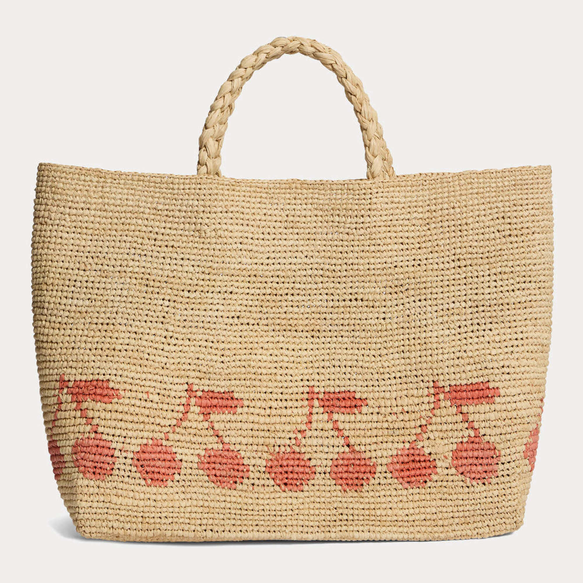 Girls Beige Logo Raphia Handbag