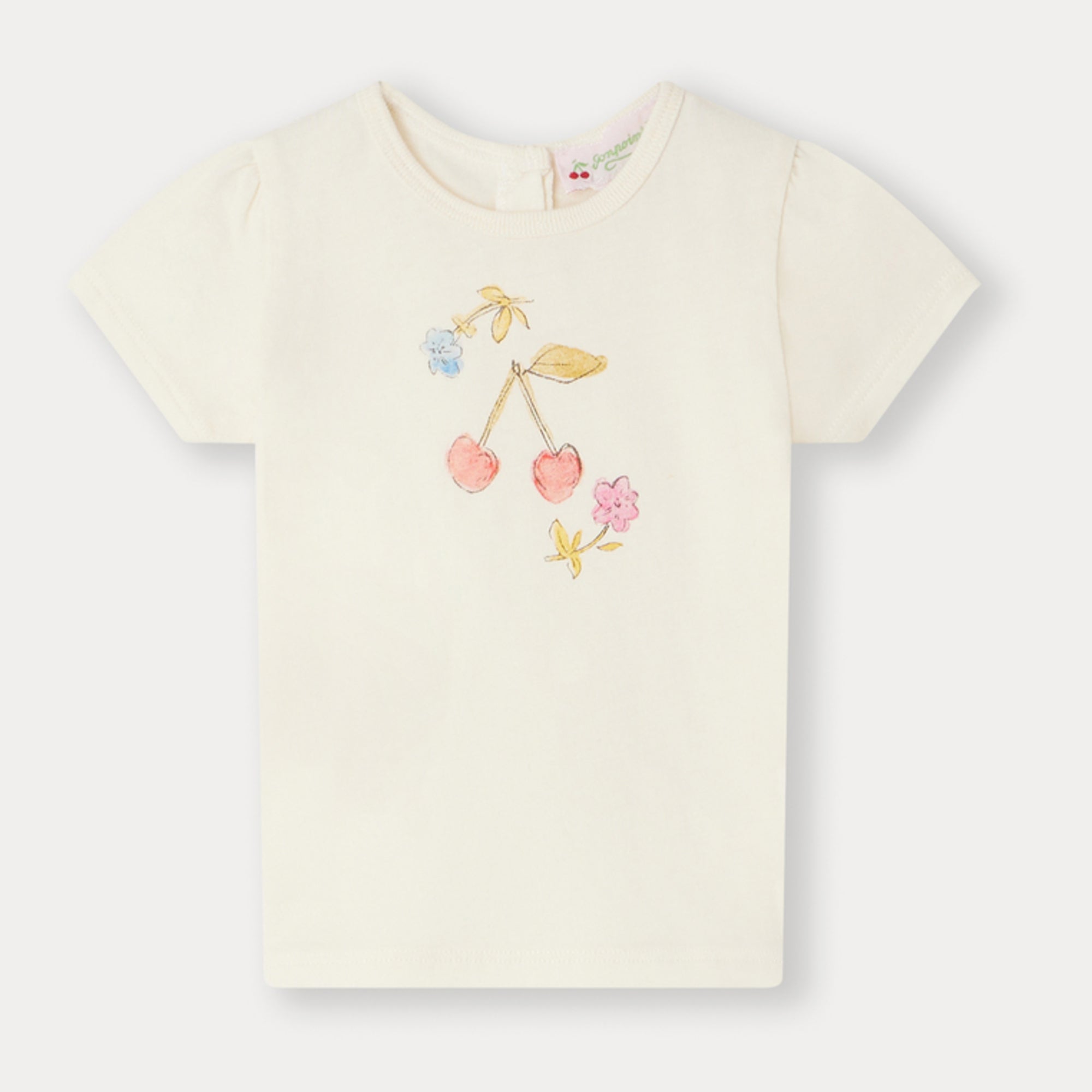 Baby Girls White Printed Cotton T-Shirt
