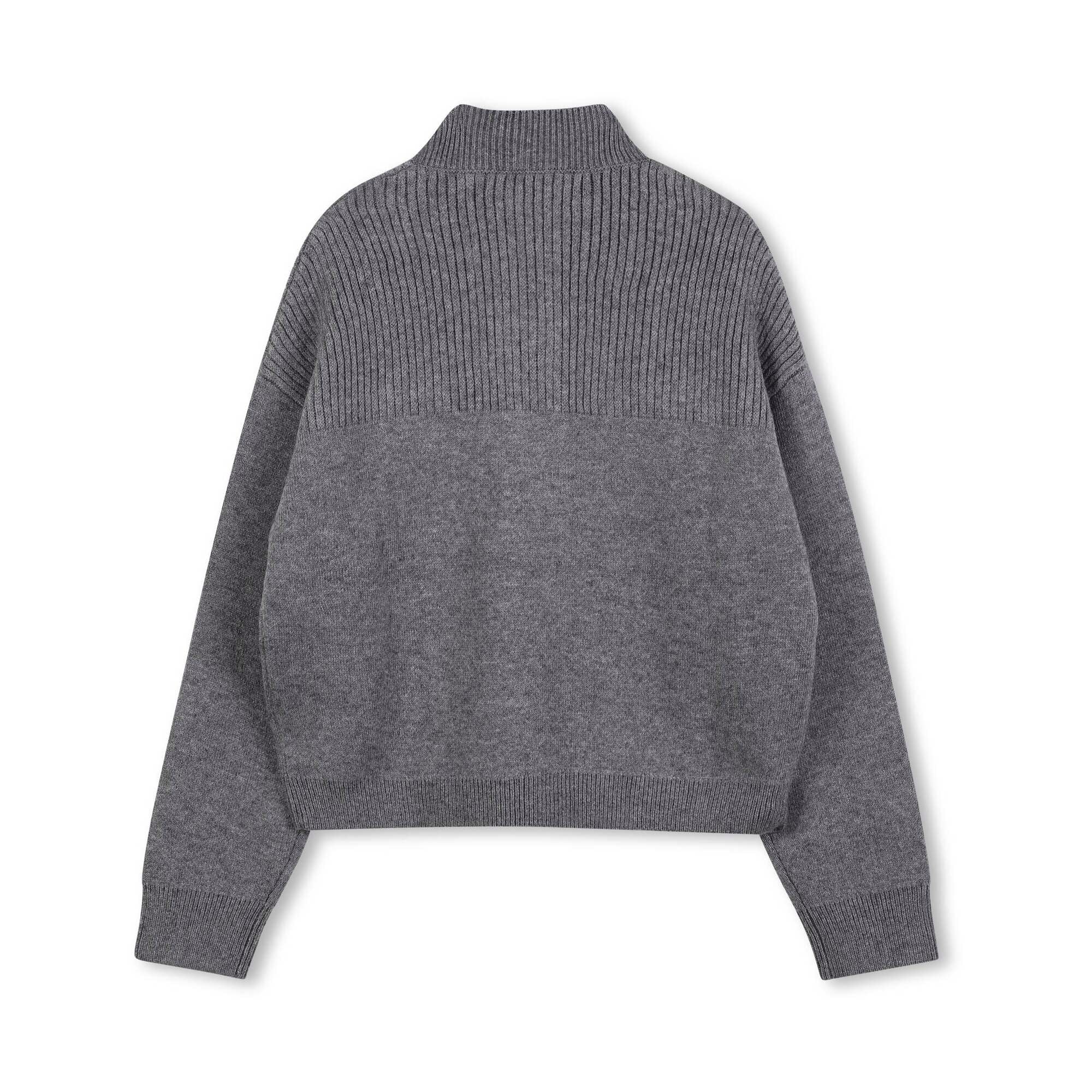 Girls Grey Cotton Knit Sweater