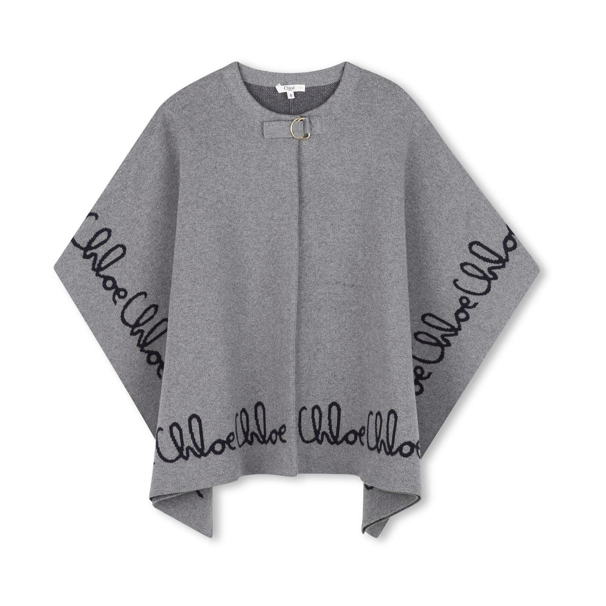 Girls Grey Logo Cotton Cape