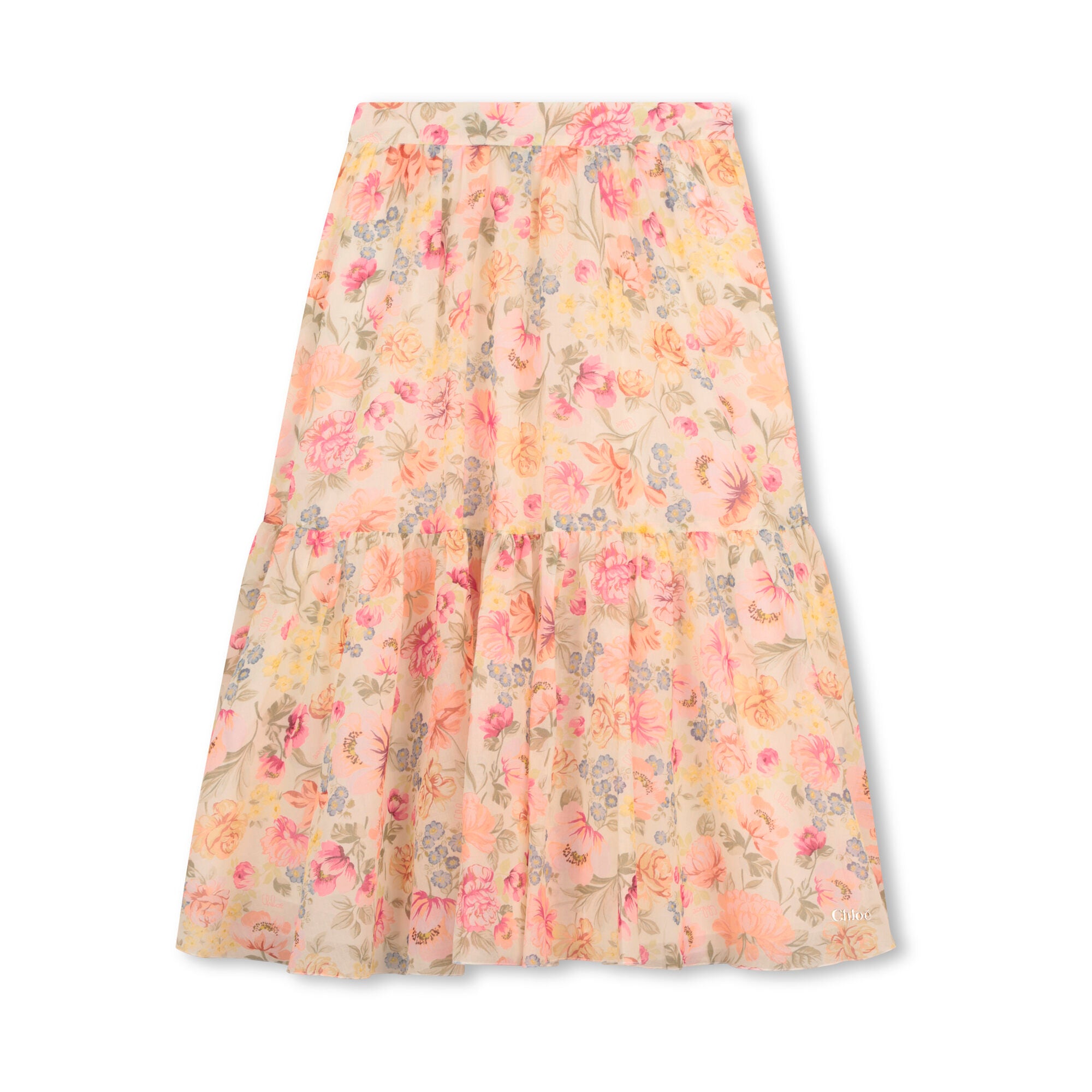 Girls Multicolor Flower Cotton Skirt