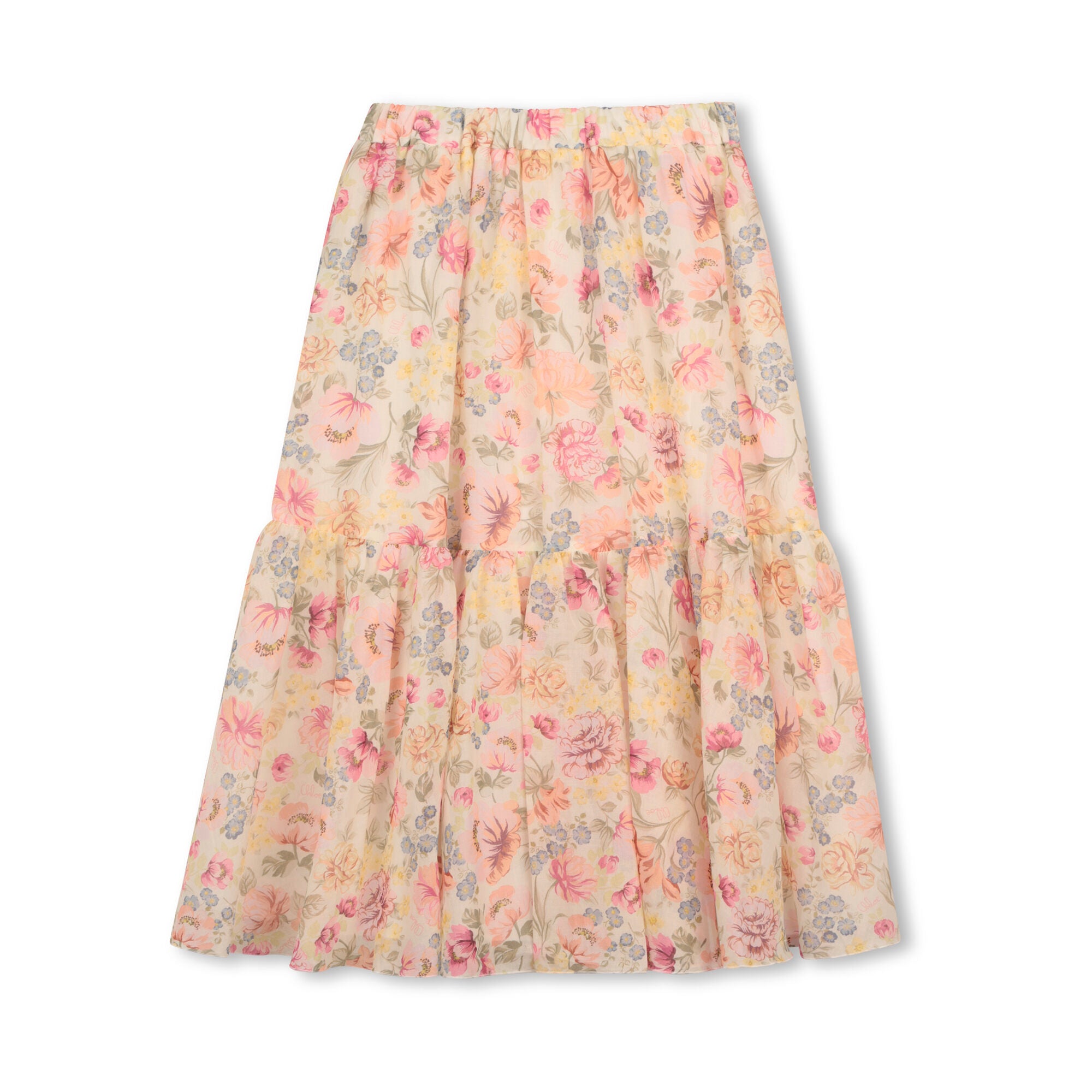 Girls Multicolor Flower Cotton Skirt