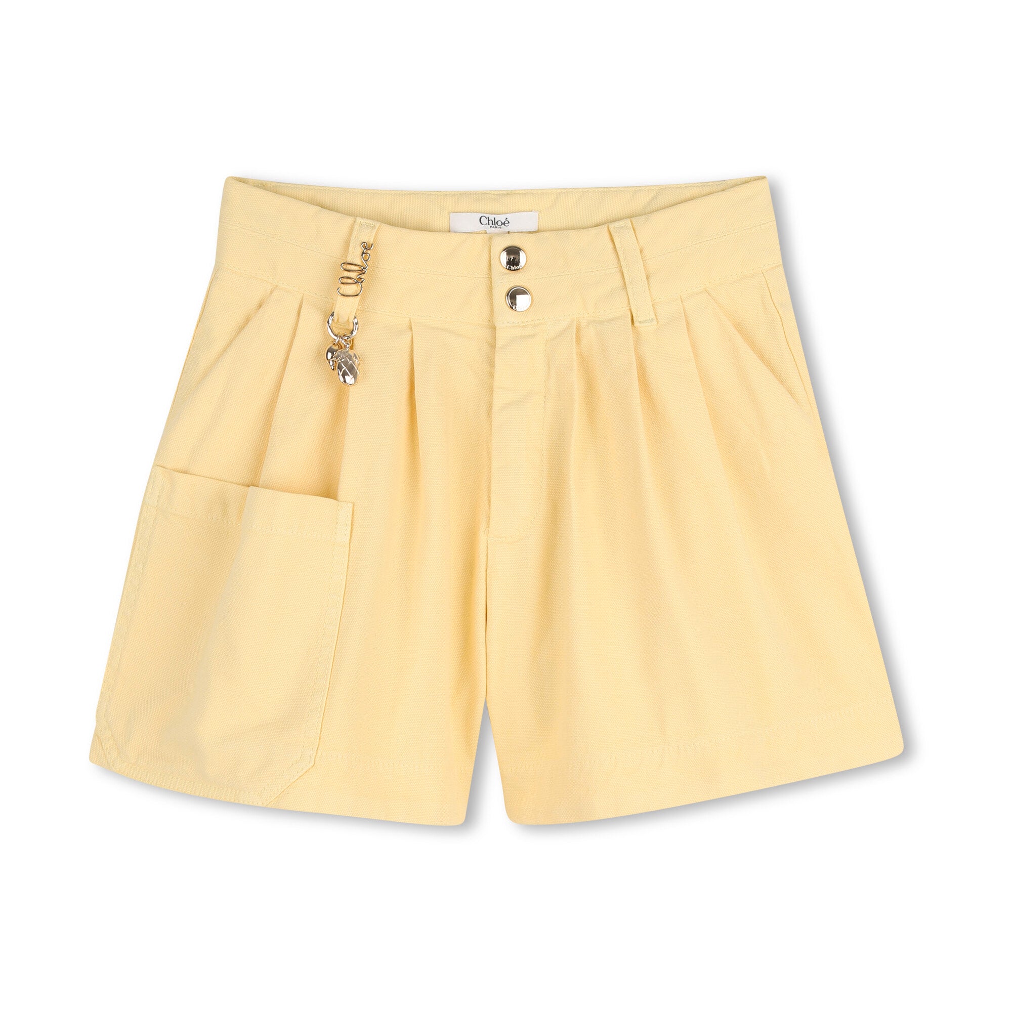 Girls Yellow Cotton Shorts