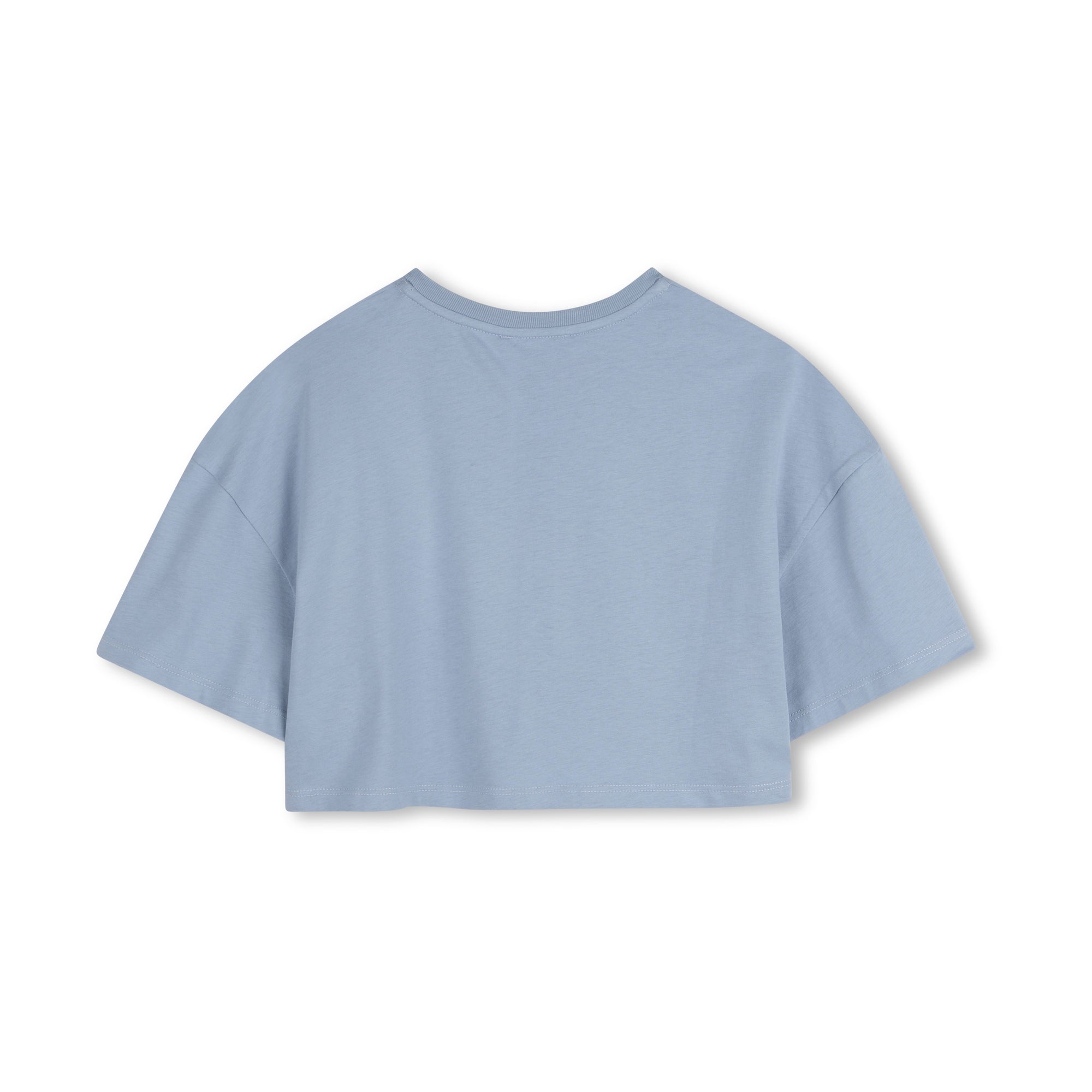 Girls Grey Blue Logo Cotton T-Shirt
