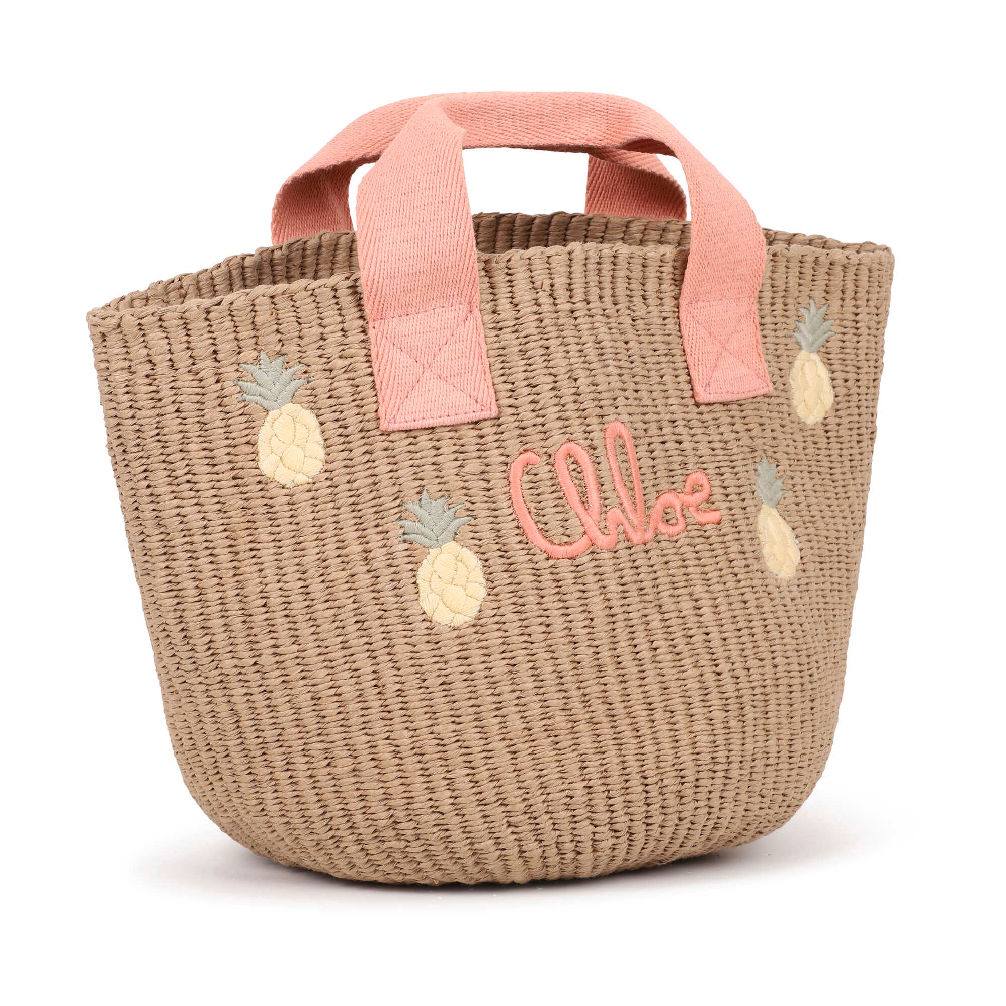 Girls Beige Pineapple Handbag(L33cm x H22cm)