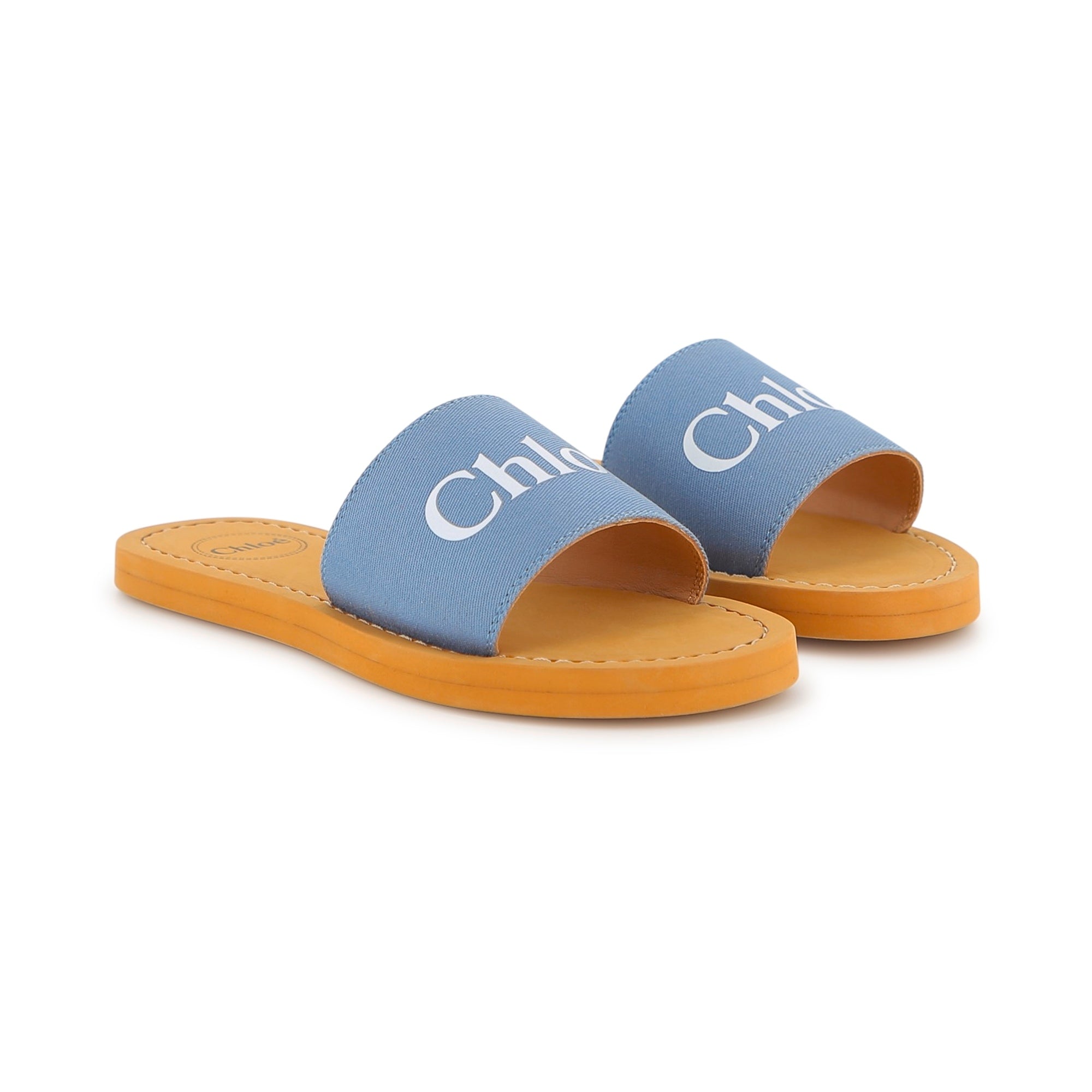 Girls Blue Logo Slippers