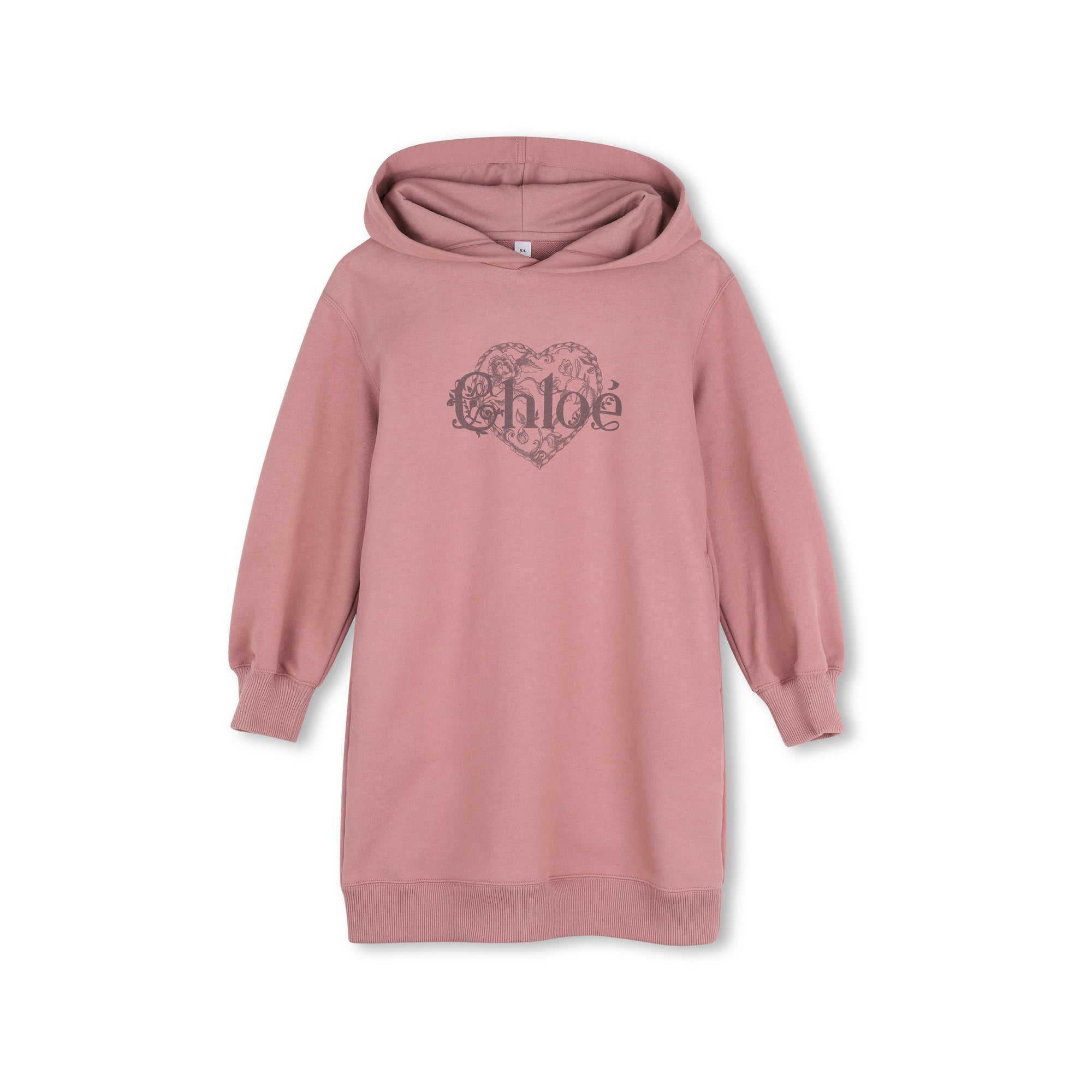 Girls Pink Logo Hooded Cotton Dress