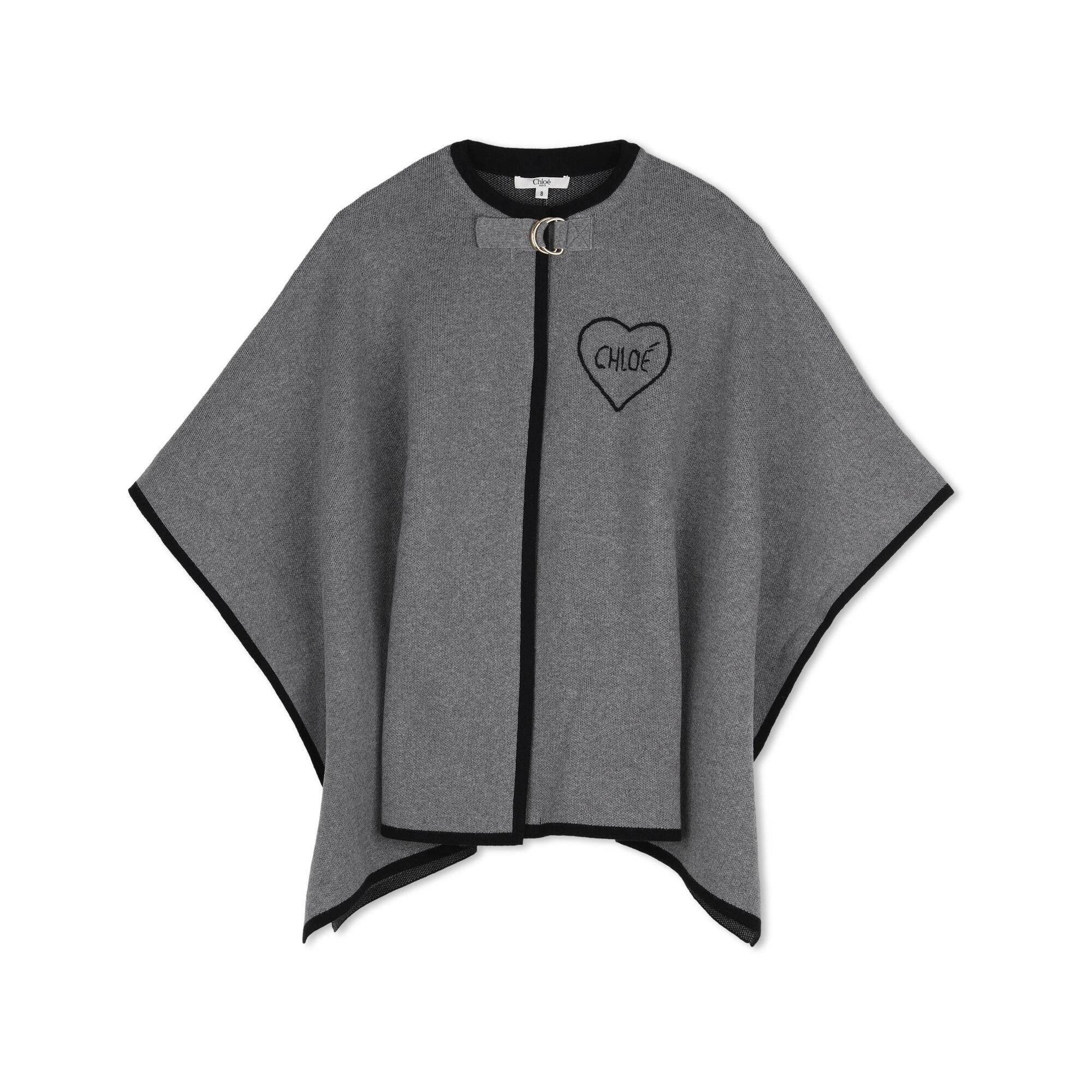 Girls Grey Embroidered Logo Cape