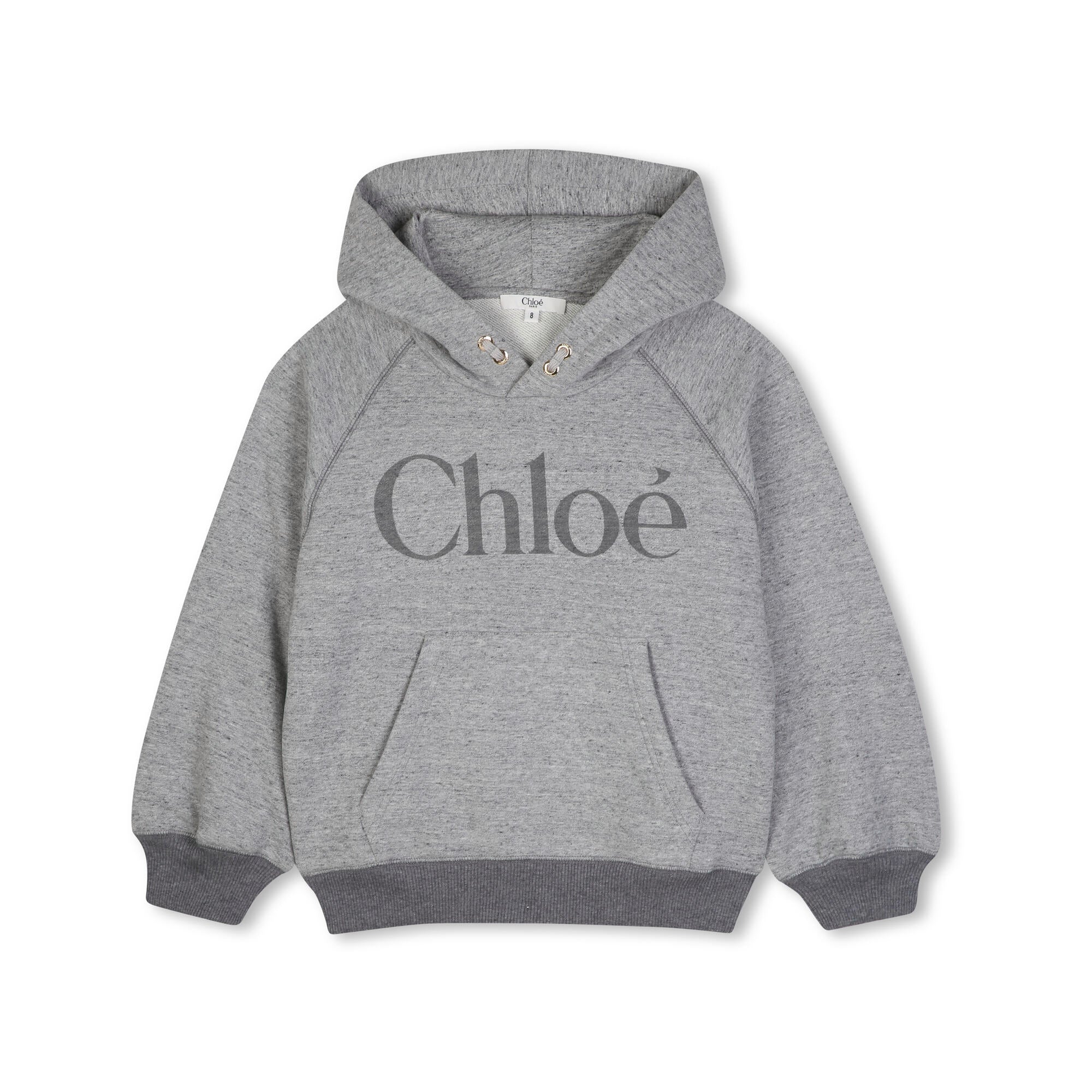 Girls Grey Hooded Cotton Sweatshirt