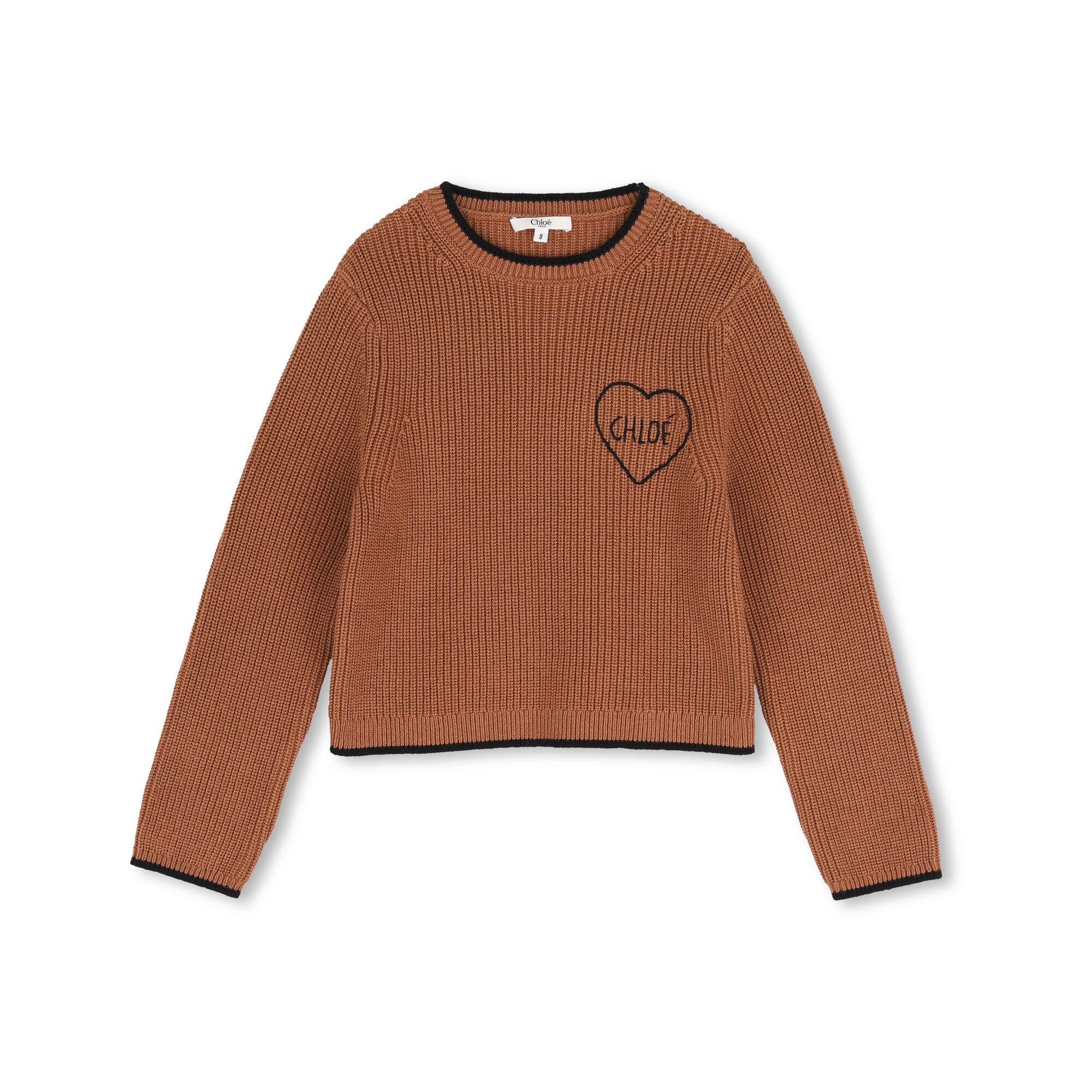 Girls Caramel Embroidered Logo Knit Sweater