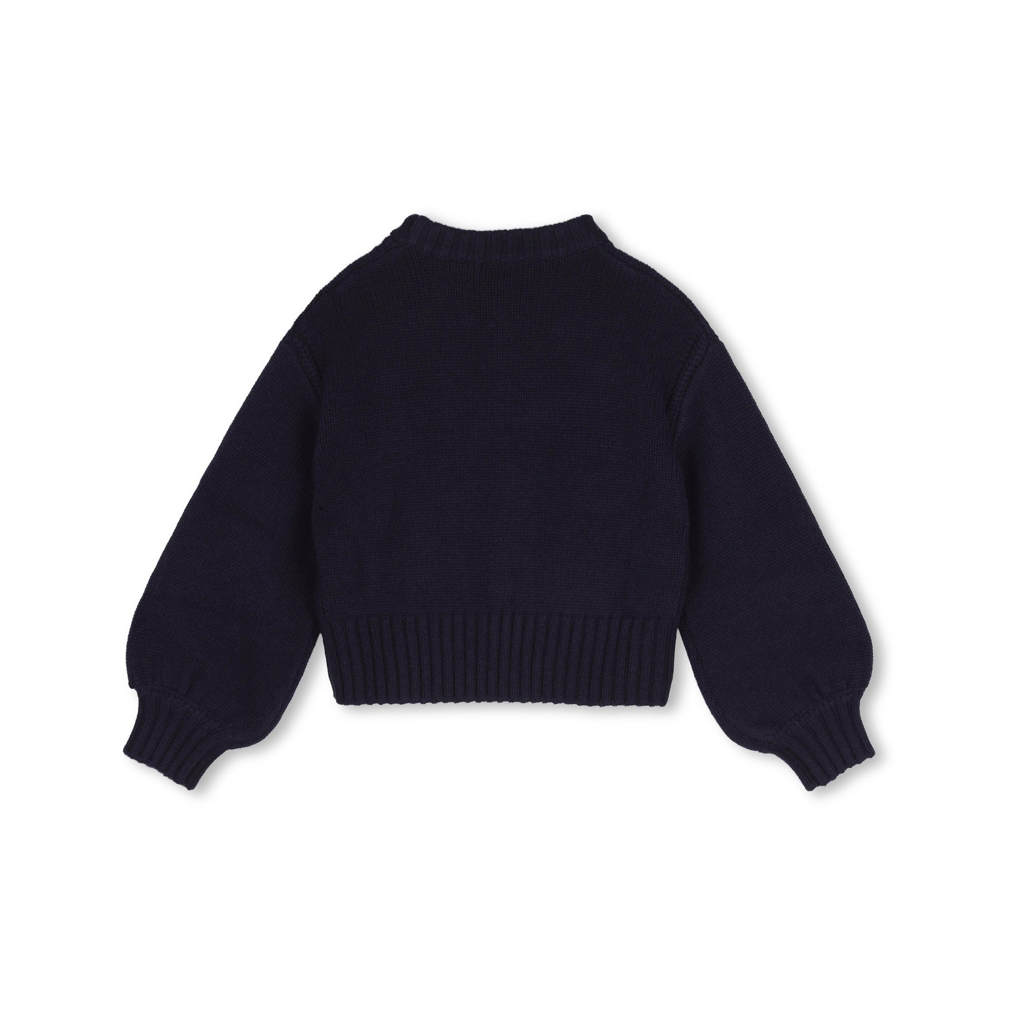Girls Dark Blue Embroidered Logo Wool Sweater