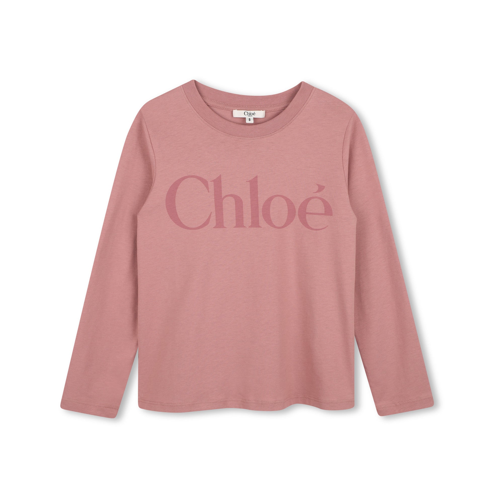 Girls Pink Logo Cotton Long Sleeves T-Shirt