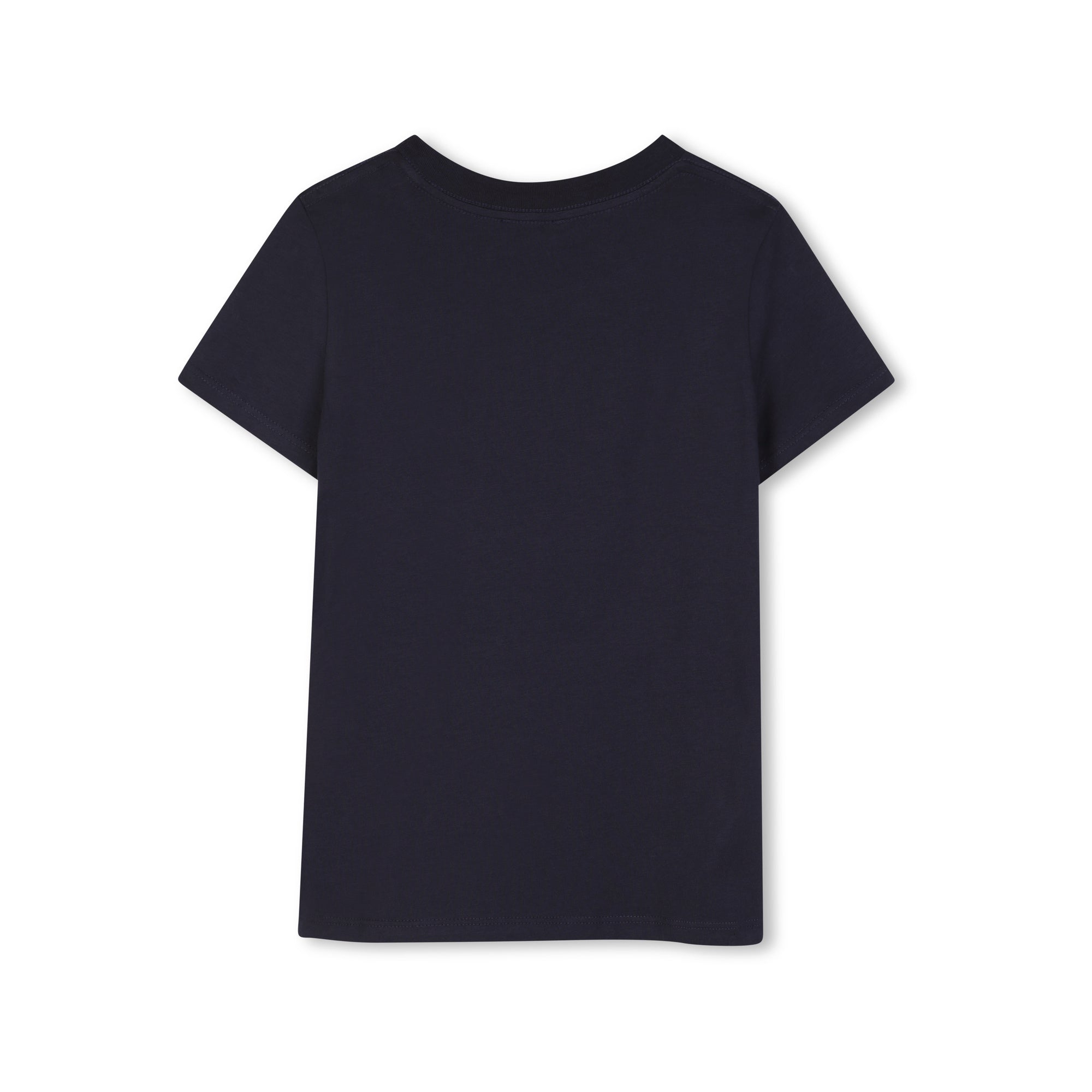 Girls Dark Blue Logo Cotton T-Shirt