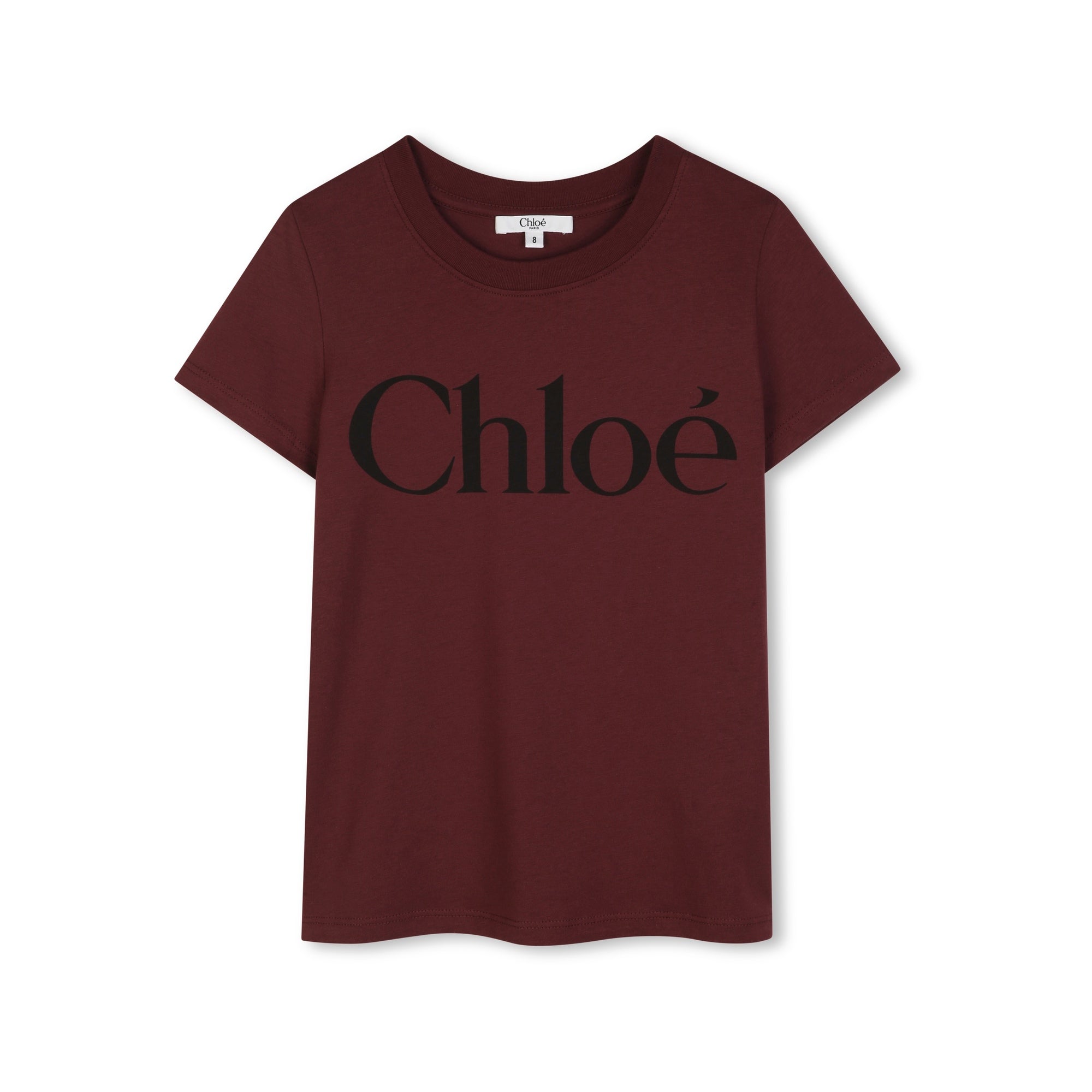 Girls Dark Plum Logo Cotton T-Shirt