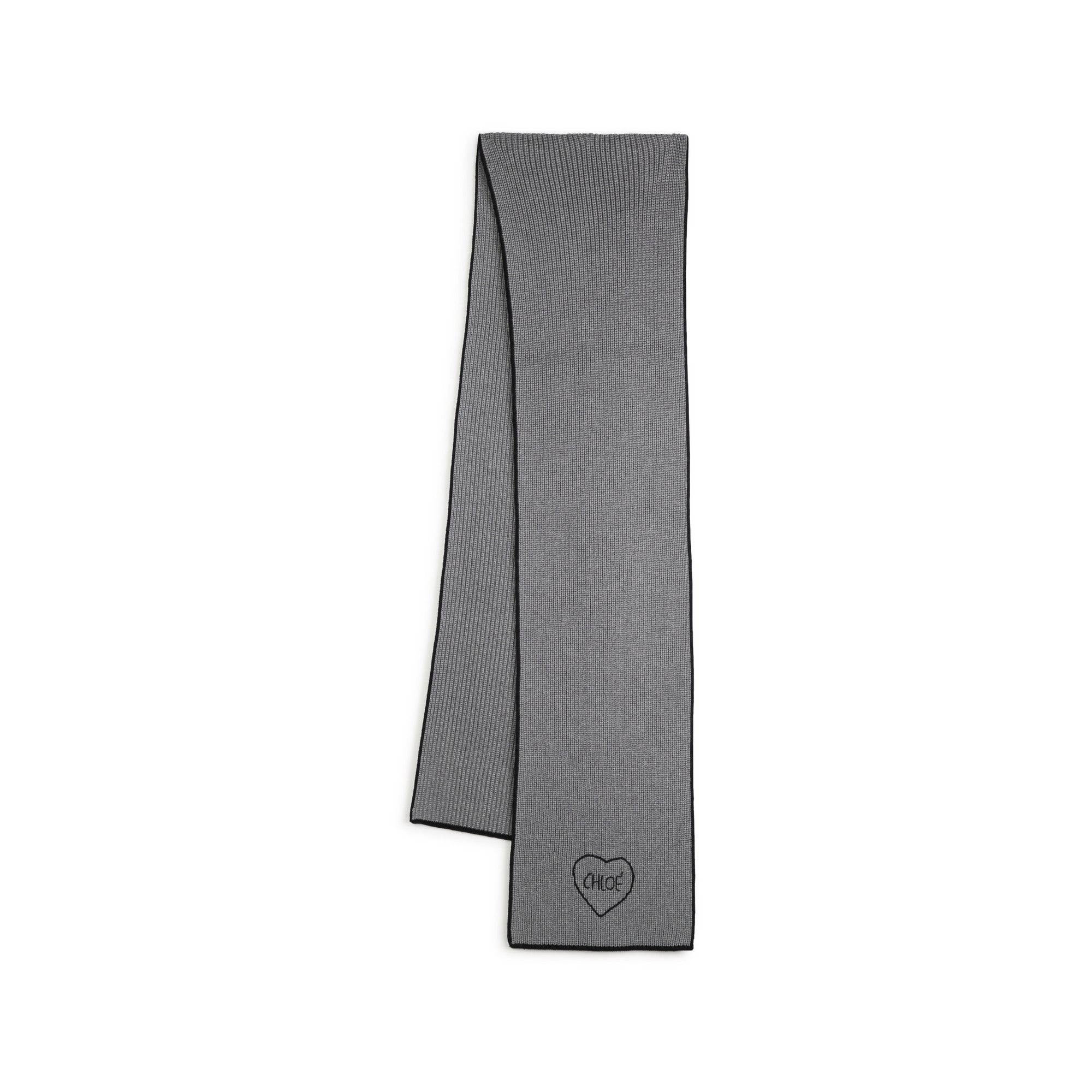 Girls Grey Embroidered Logo Scarf(22 x 180cm)