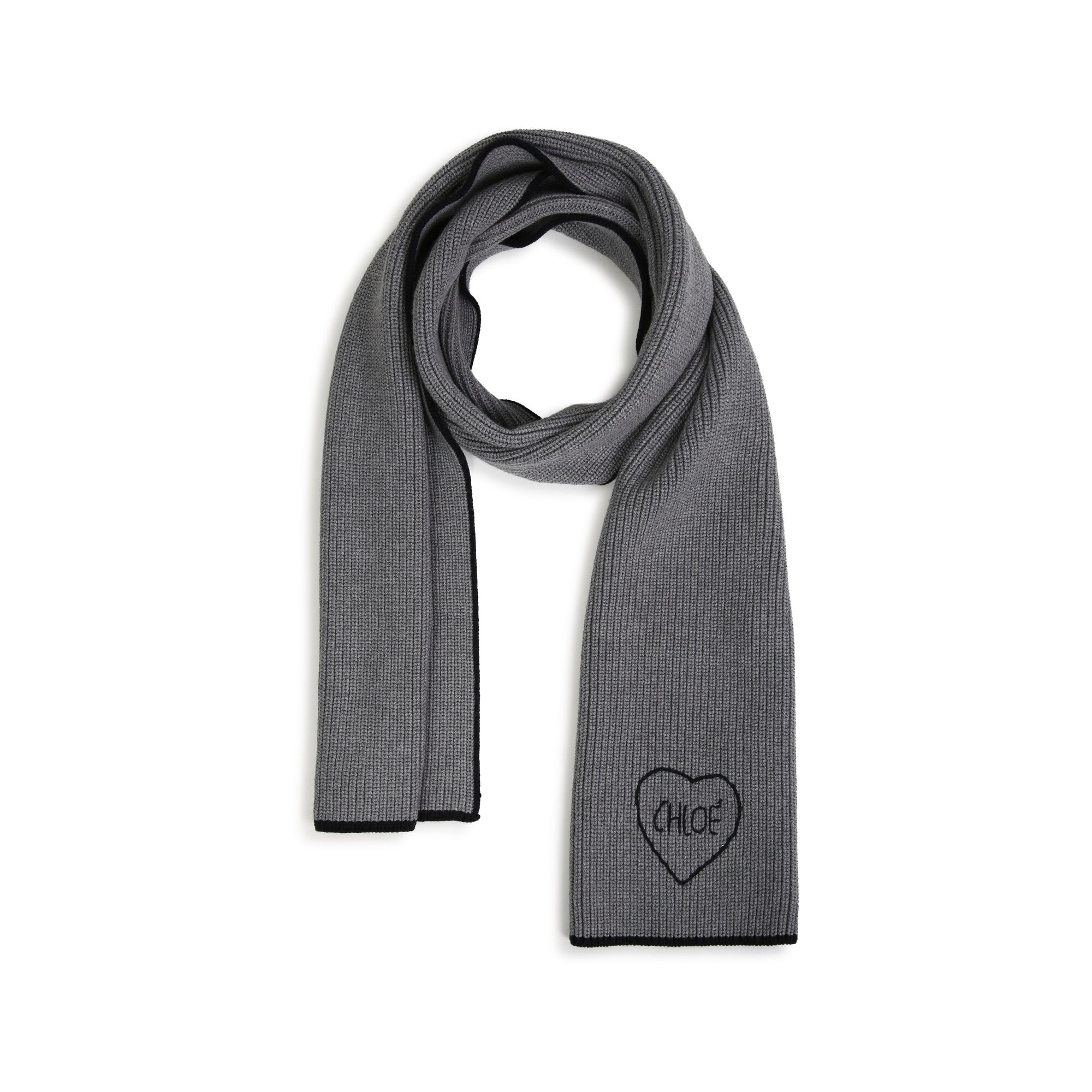 Girls Grey Embroidered Logo Scarf(22 x 180cm)