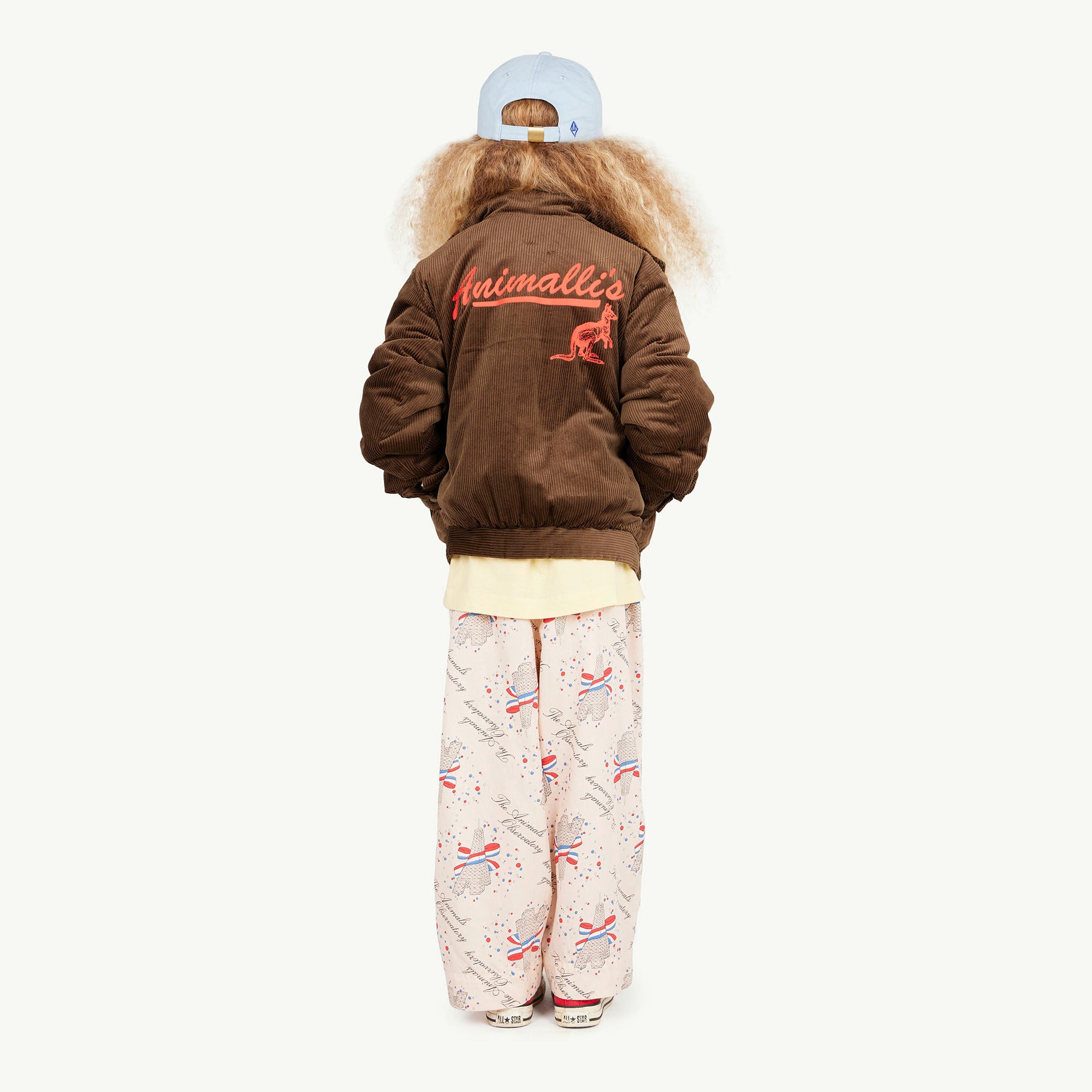 Blouson matelassé en velours côtelé marron pour garçons et filles