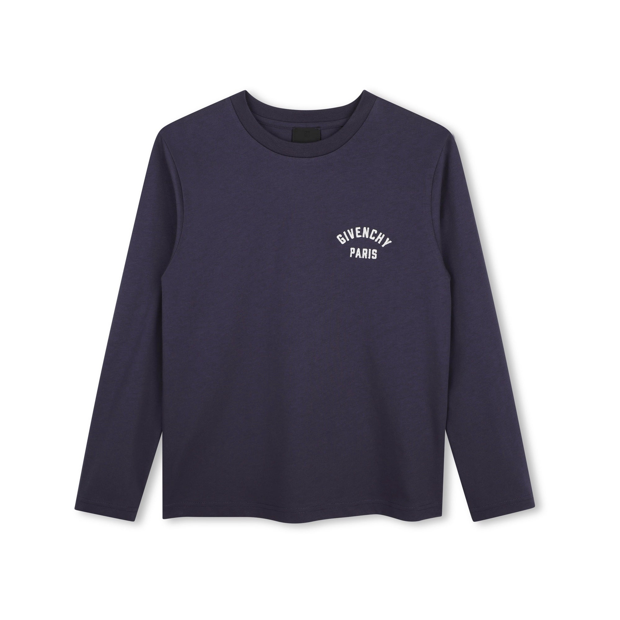 Boys Dark Blue Cotton Long Sleeves T-Shirt