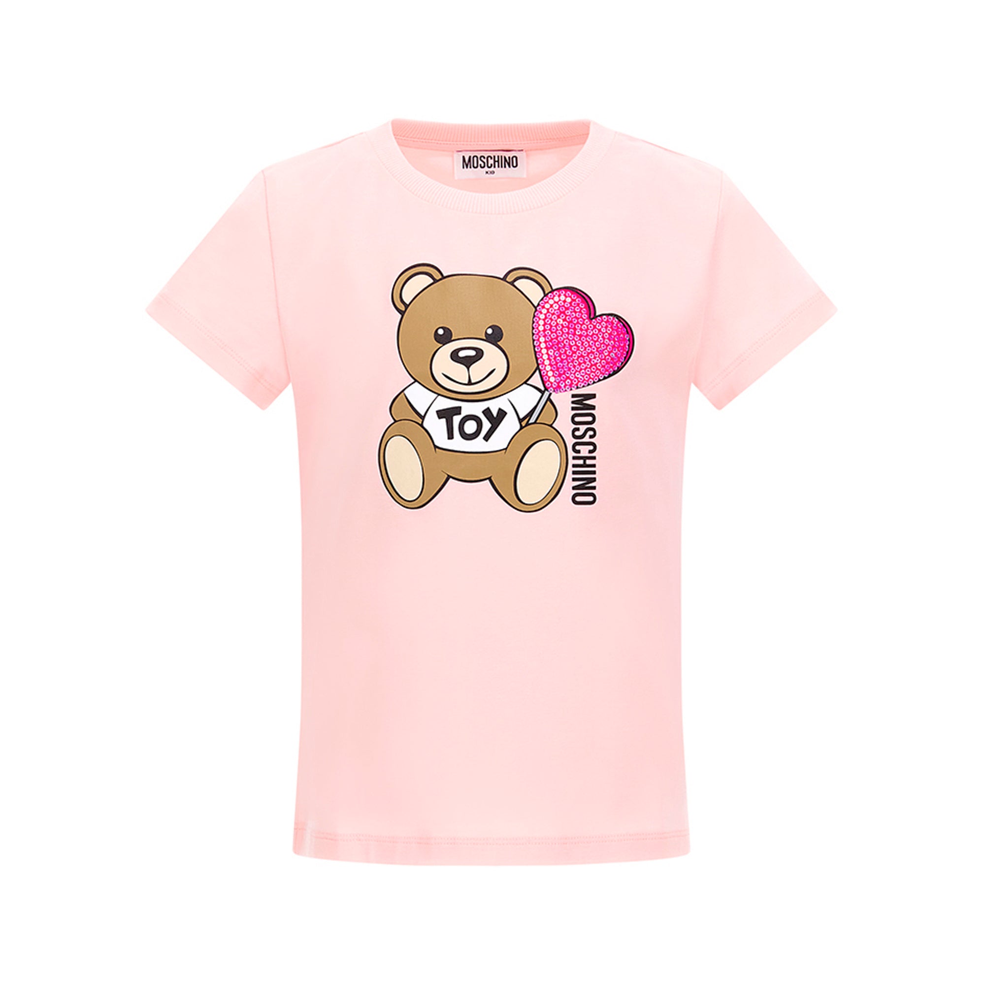 Girls Pink Printed Cotton T-Shirt