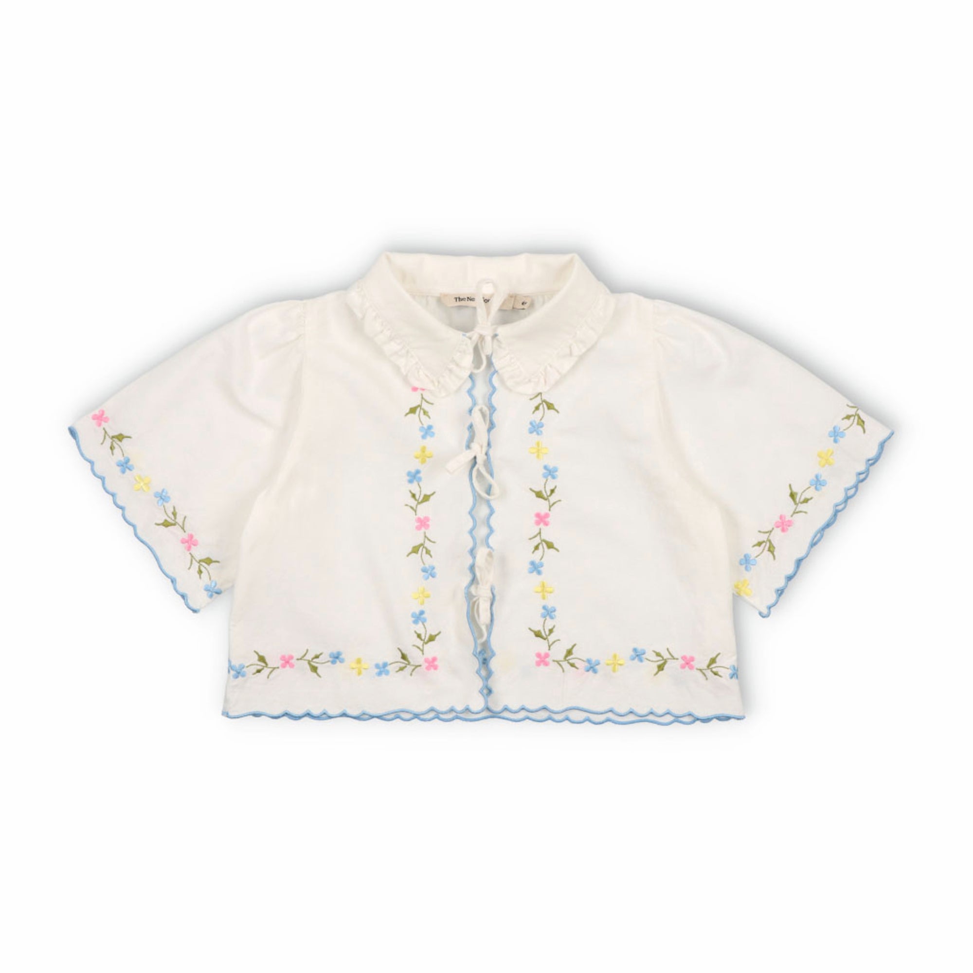 Girls White Embroidered Cotton Shirt