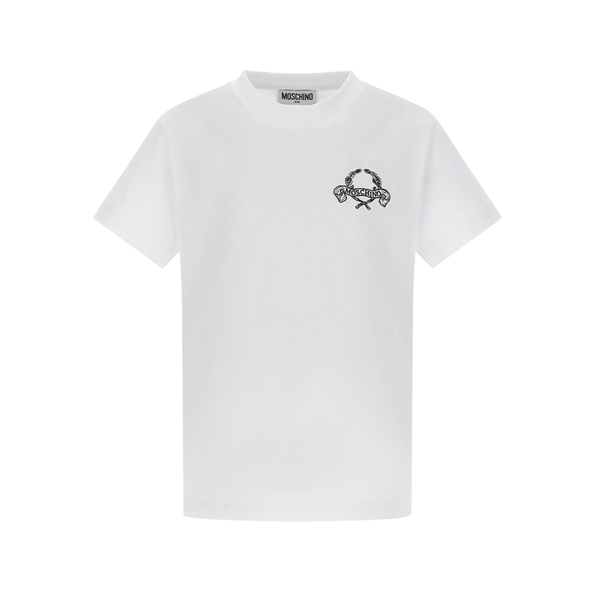 Boys & Girls White Embroidered Cotton T-Shirt