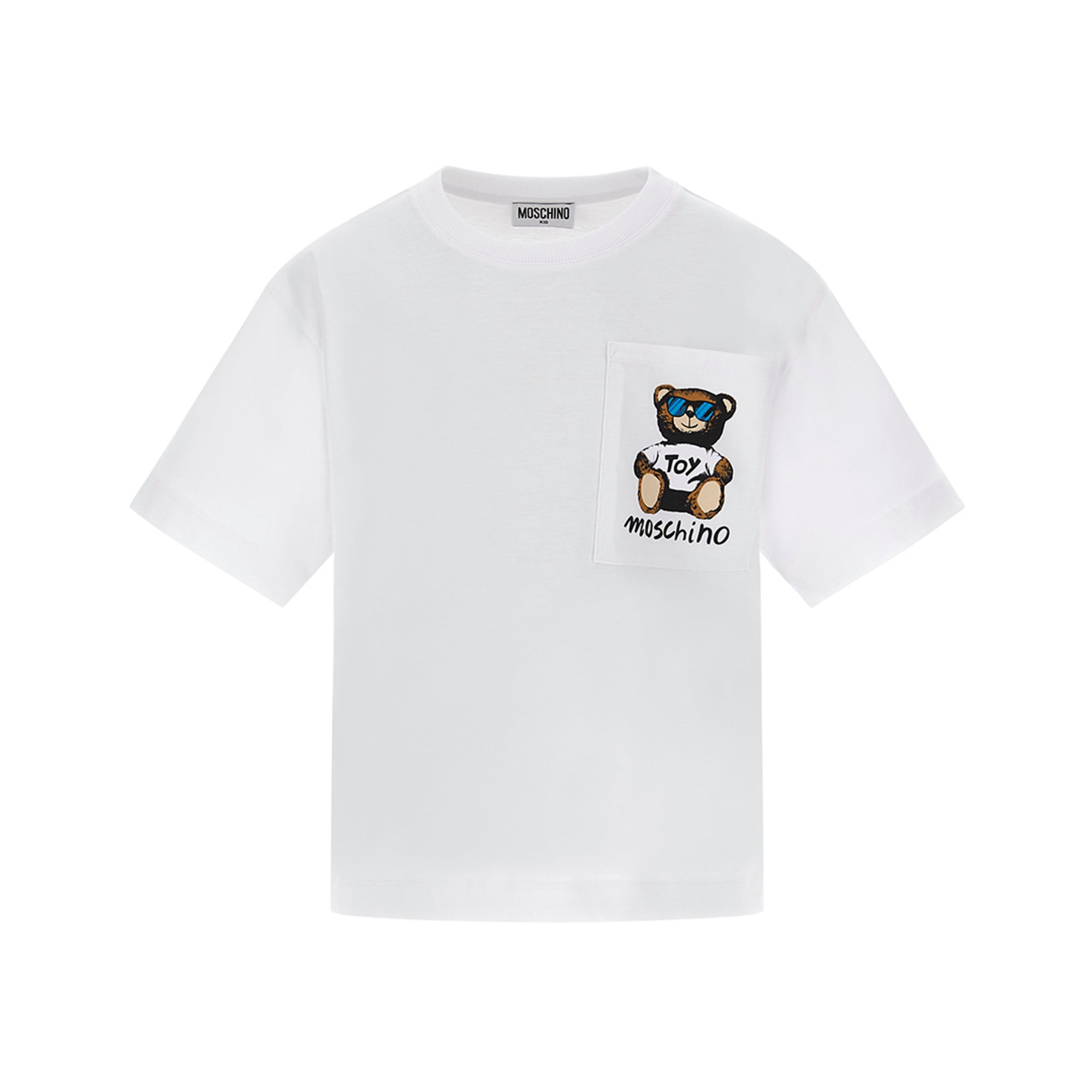 Boys & Girls White Printed Logo Cotton T-Shirt