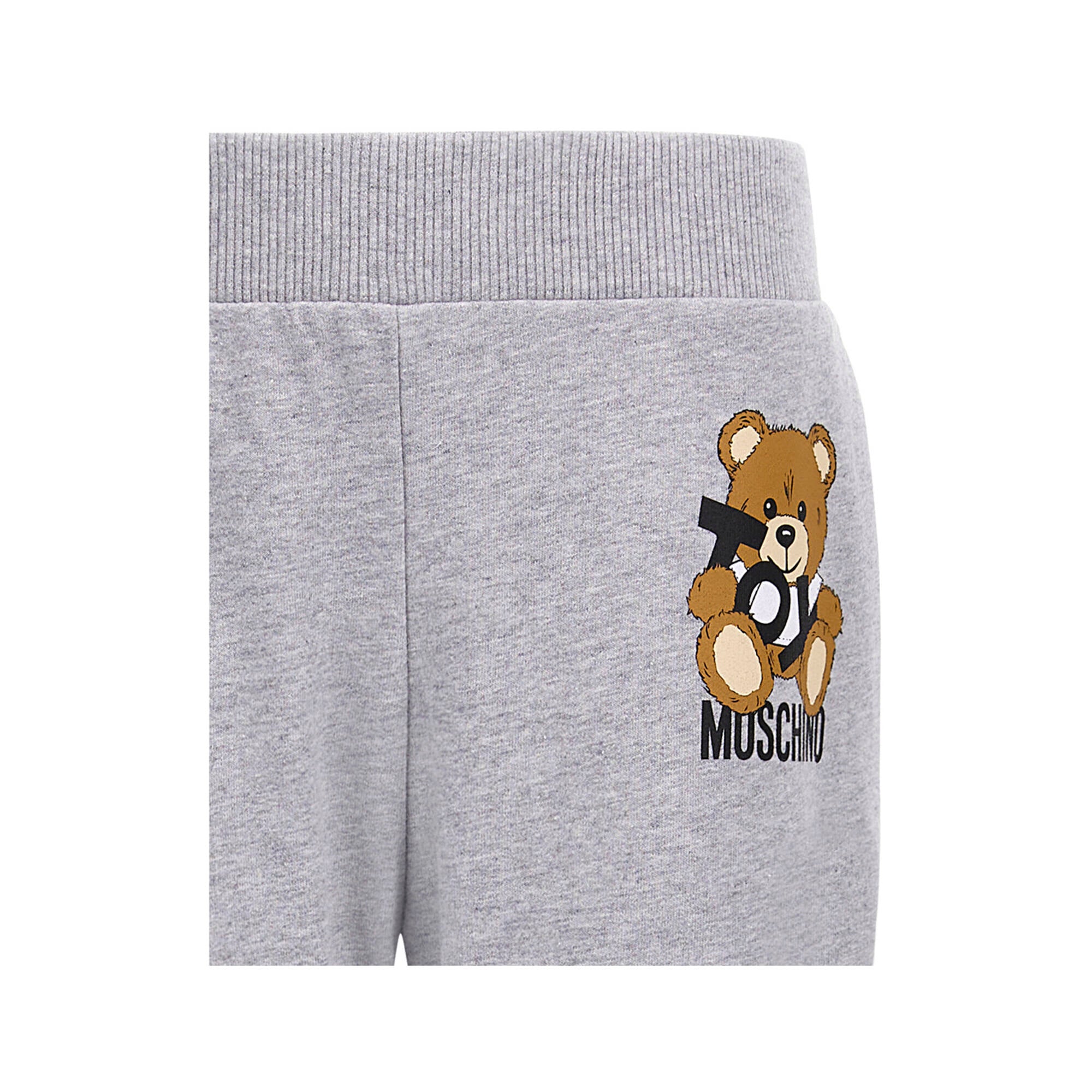 Boys & Girls Grey Printed Logo Cotton Trousers