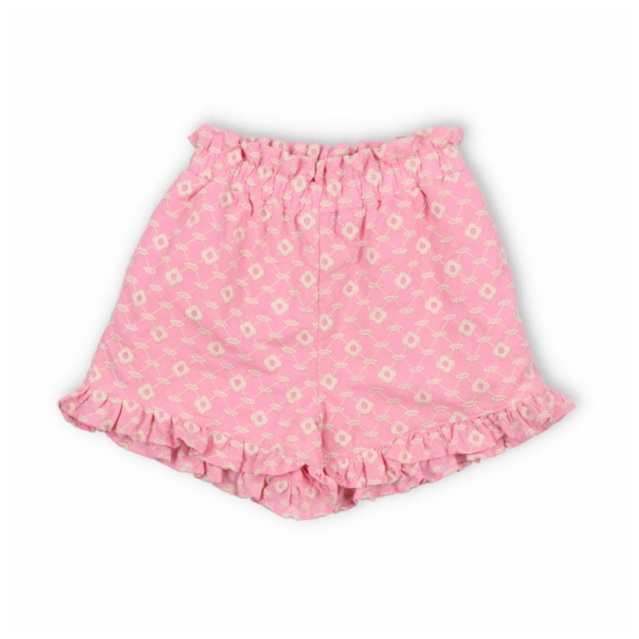 Girls Pink Floral Cotton Shorts
