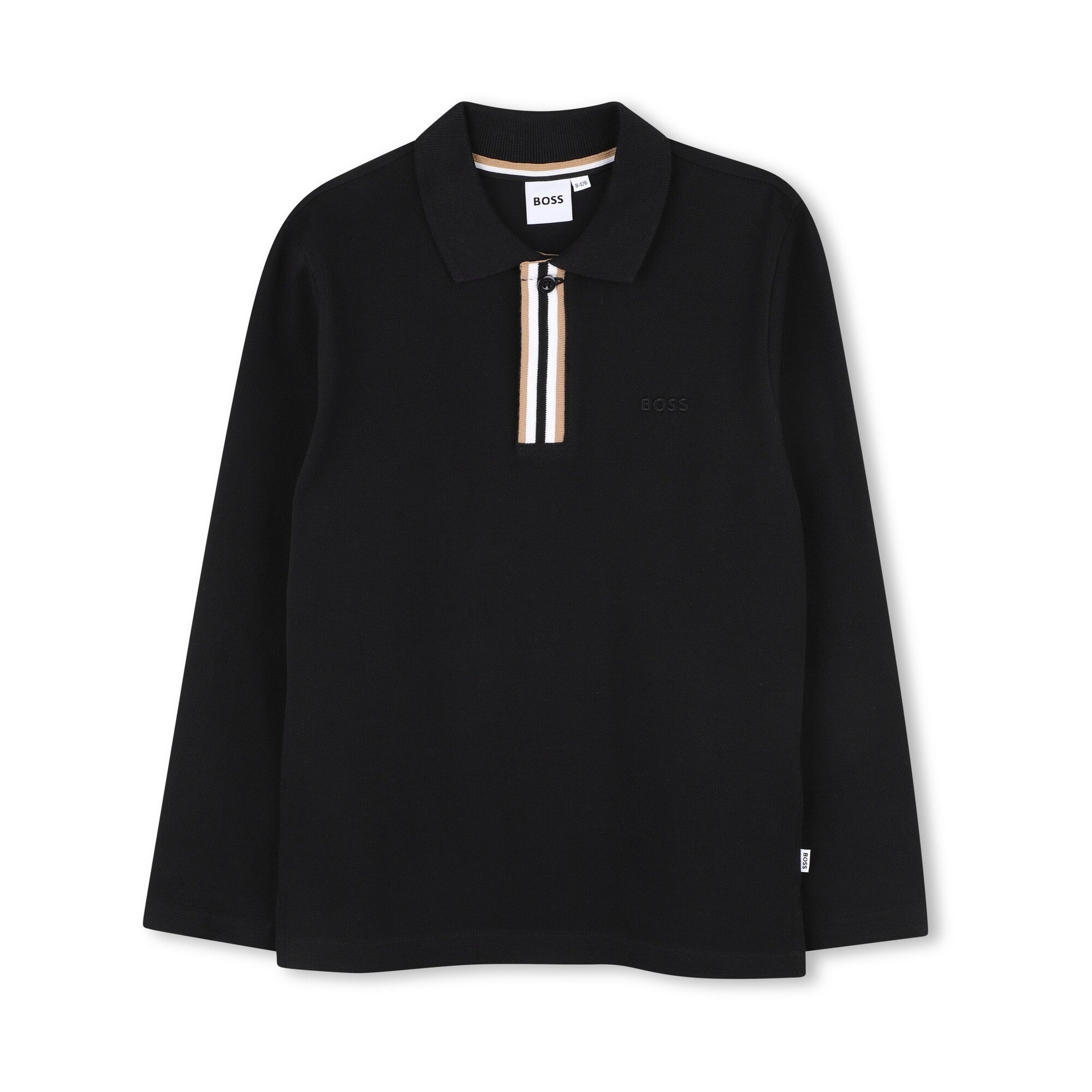 Boys Black Cotton Polo Shirt