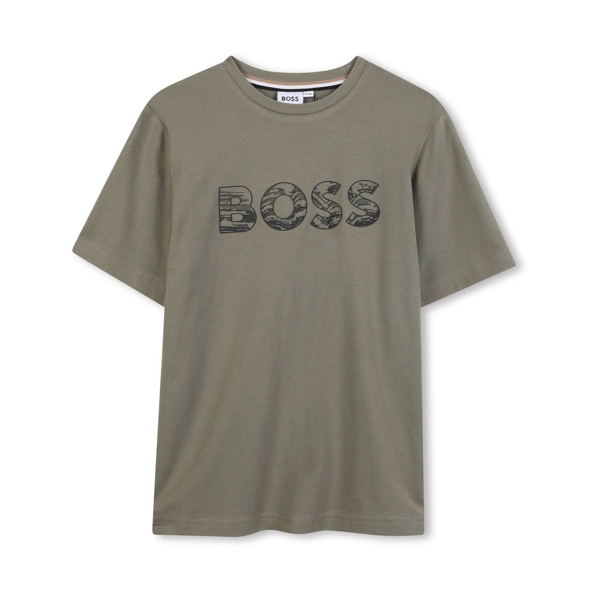 Boys Green Logo Cotton T-Shirt