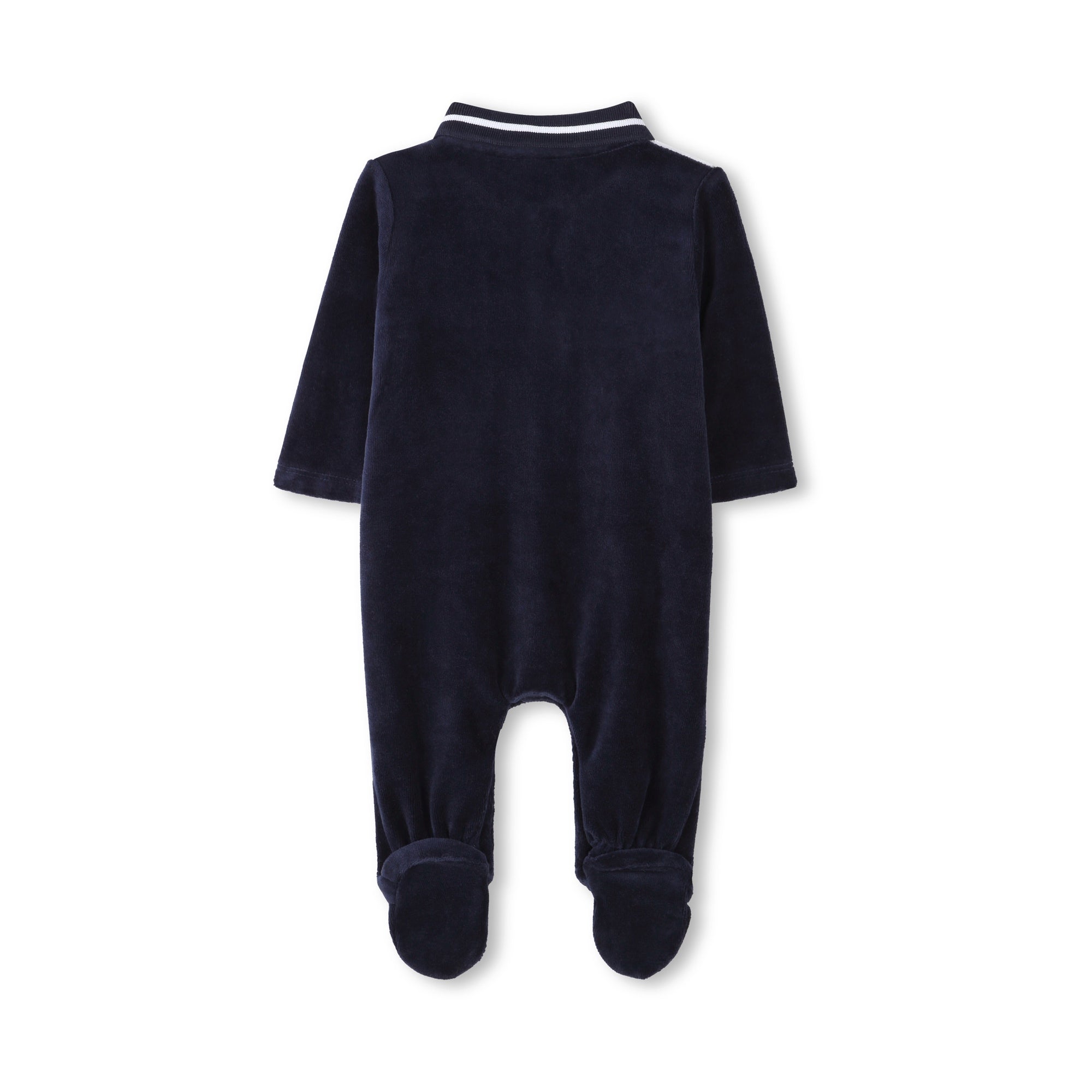 Baby Boys Dark Blue Velvet Babysuit