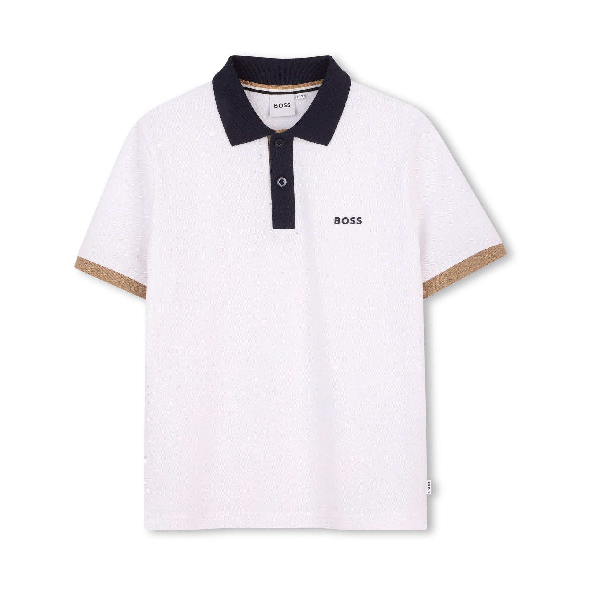 Boys White Cotton Polo Shirt