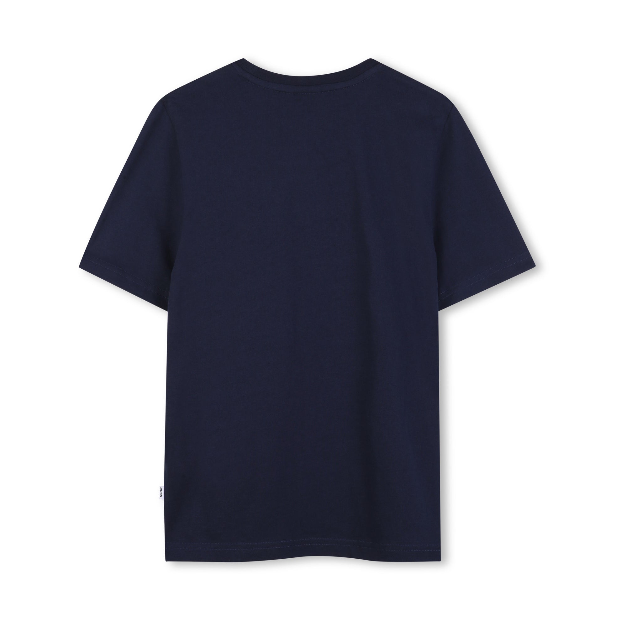 Boys Dark Blue Printed Logo Cotton T-Shirt