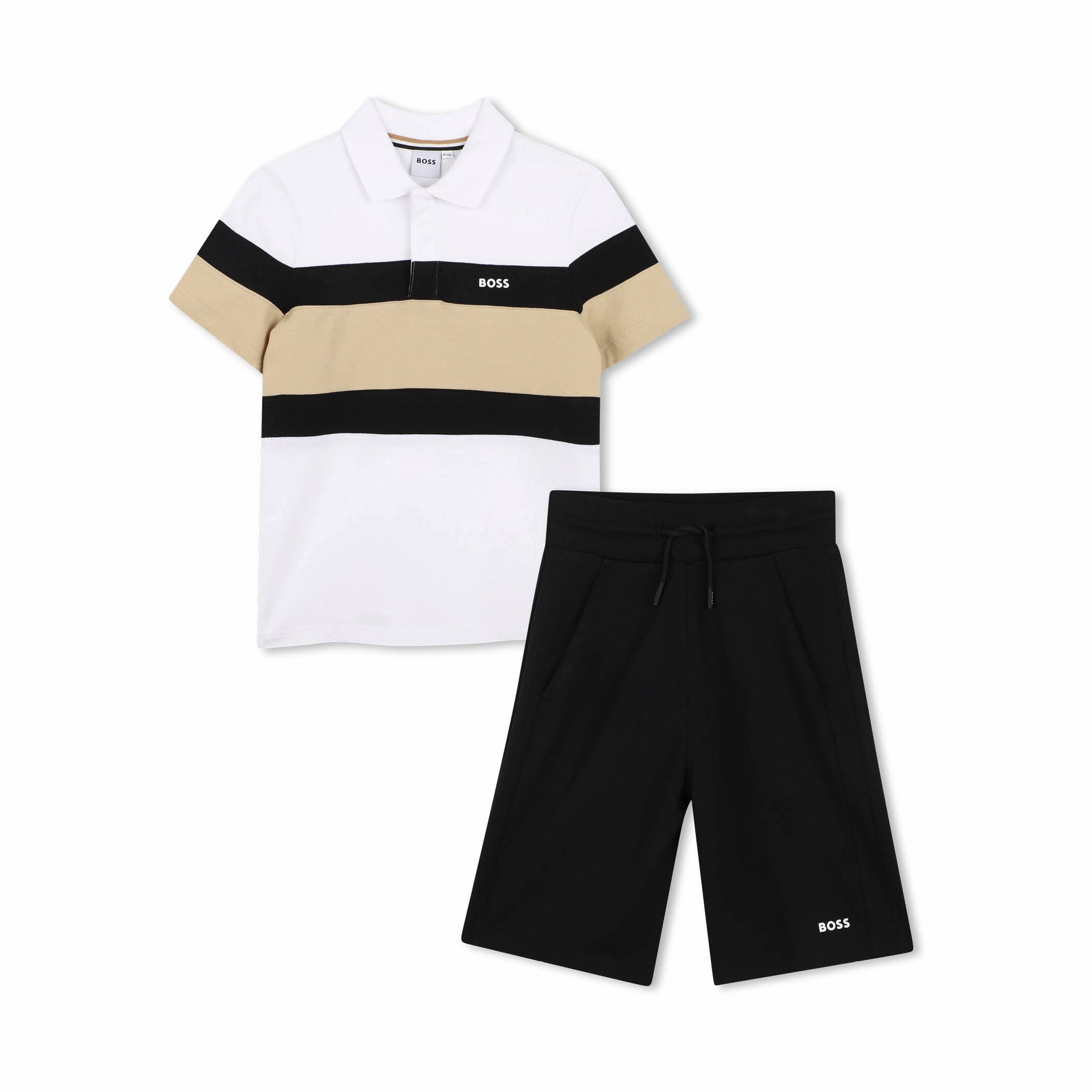 Boys White & Black Cotton Set