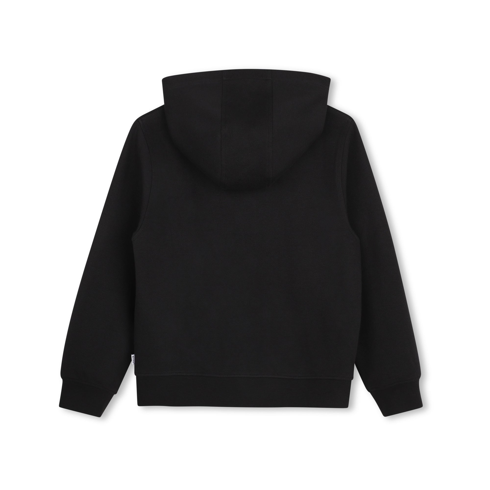 Boys Black Cotton Zip-Up Top