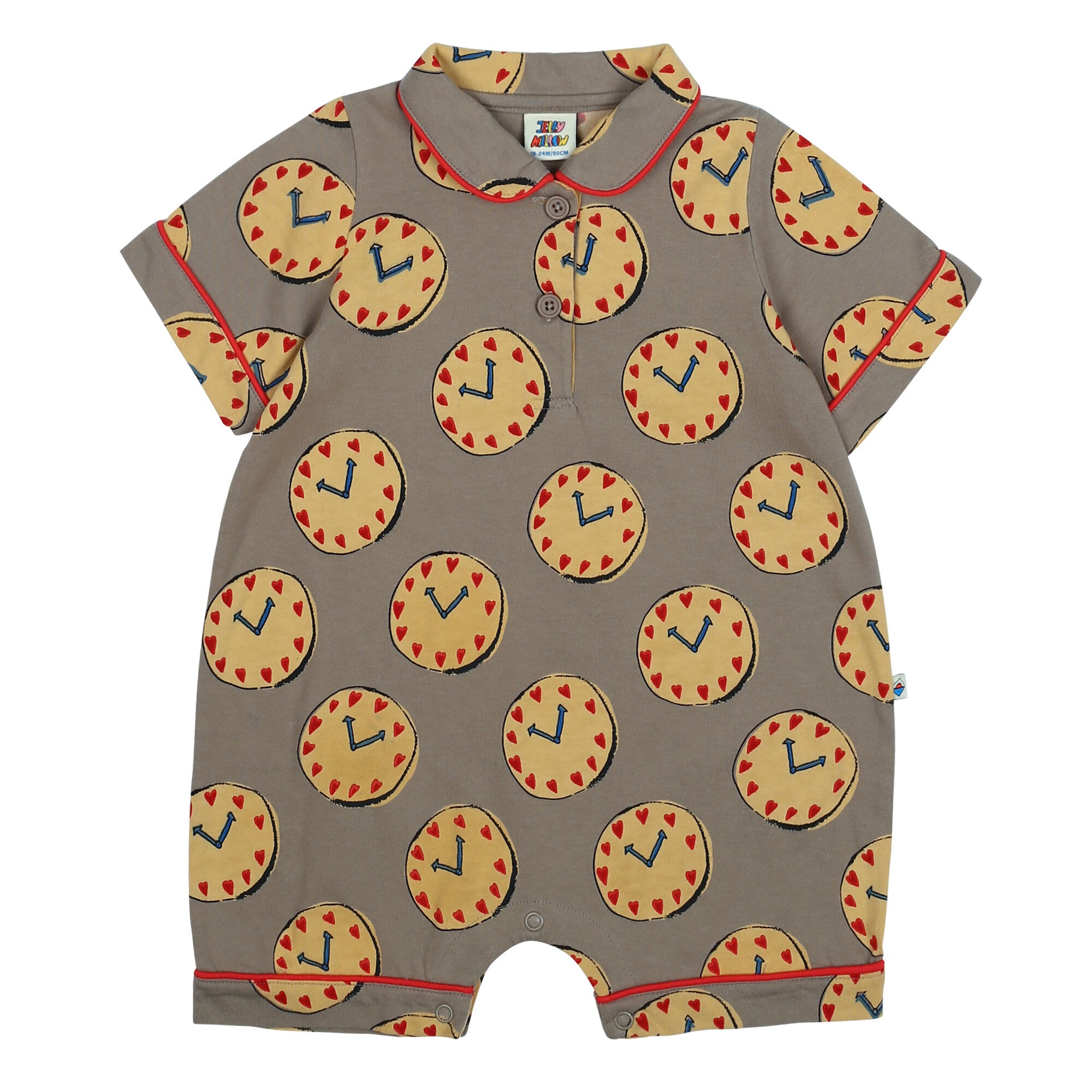 Baby Boys & Girls Grey Printed Cotton Babysuit