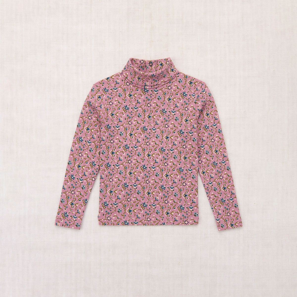 Girls Pink Pattern Cotton Turtleneck