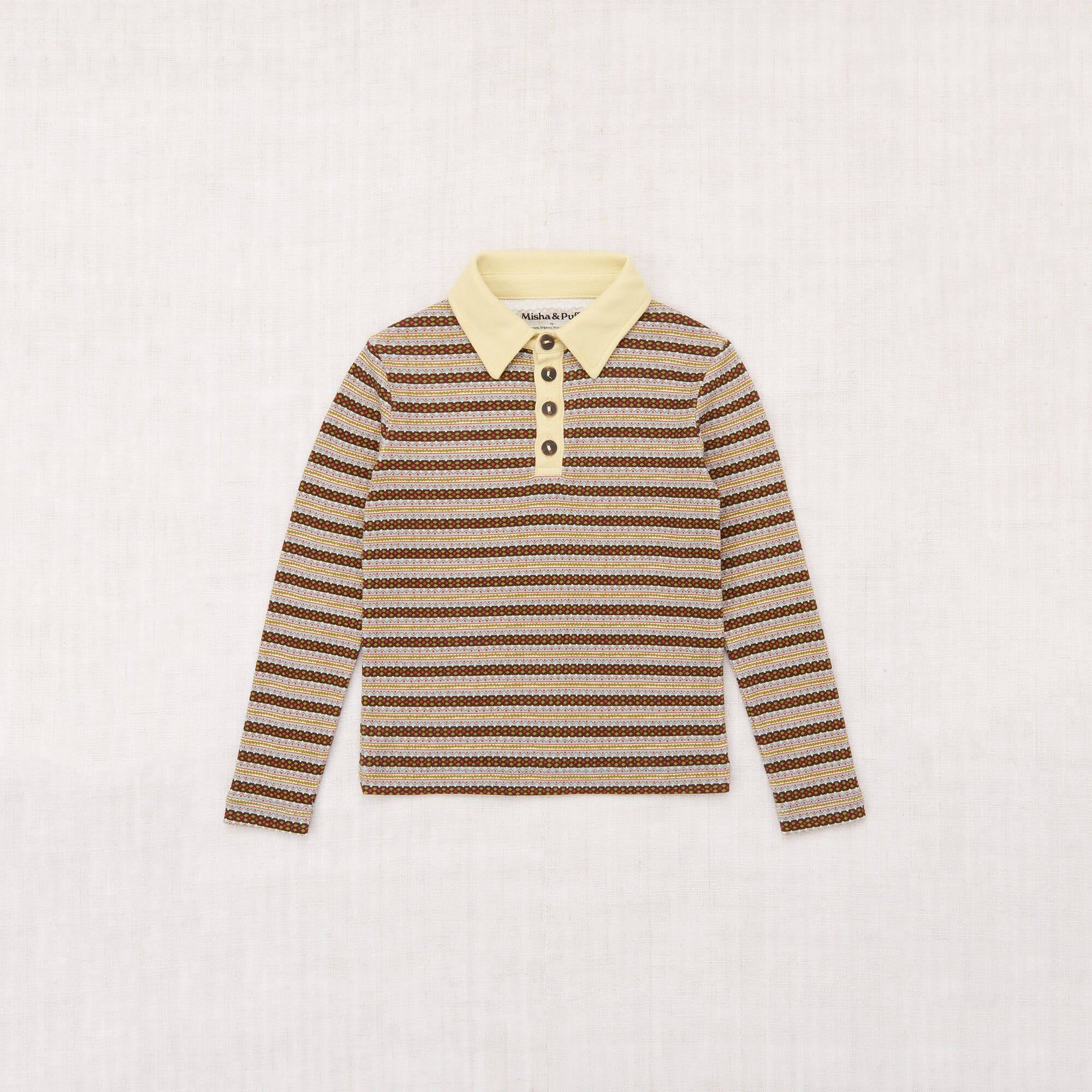 Boys & Girls Beige Stripes Cotton Polo Shirt