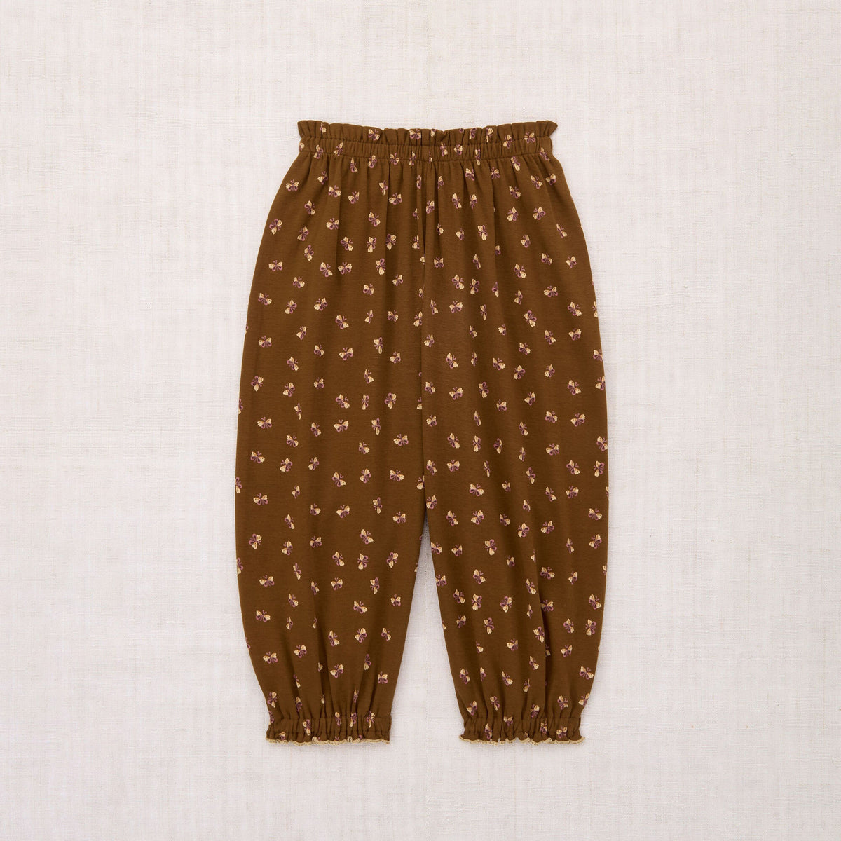 Girls Dark Coffee Printed Cotton Trousers