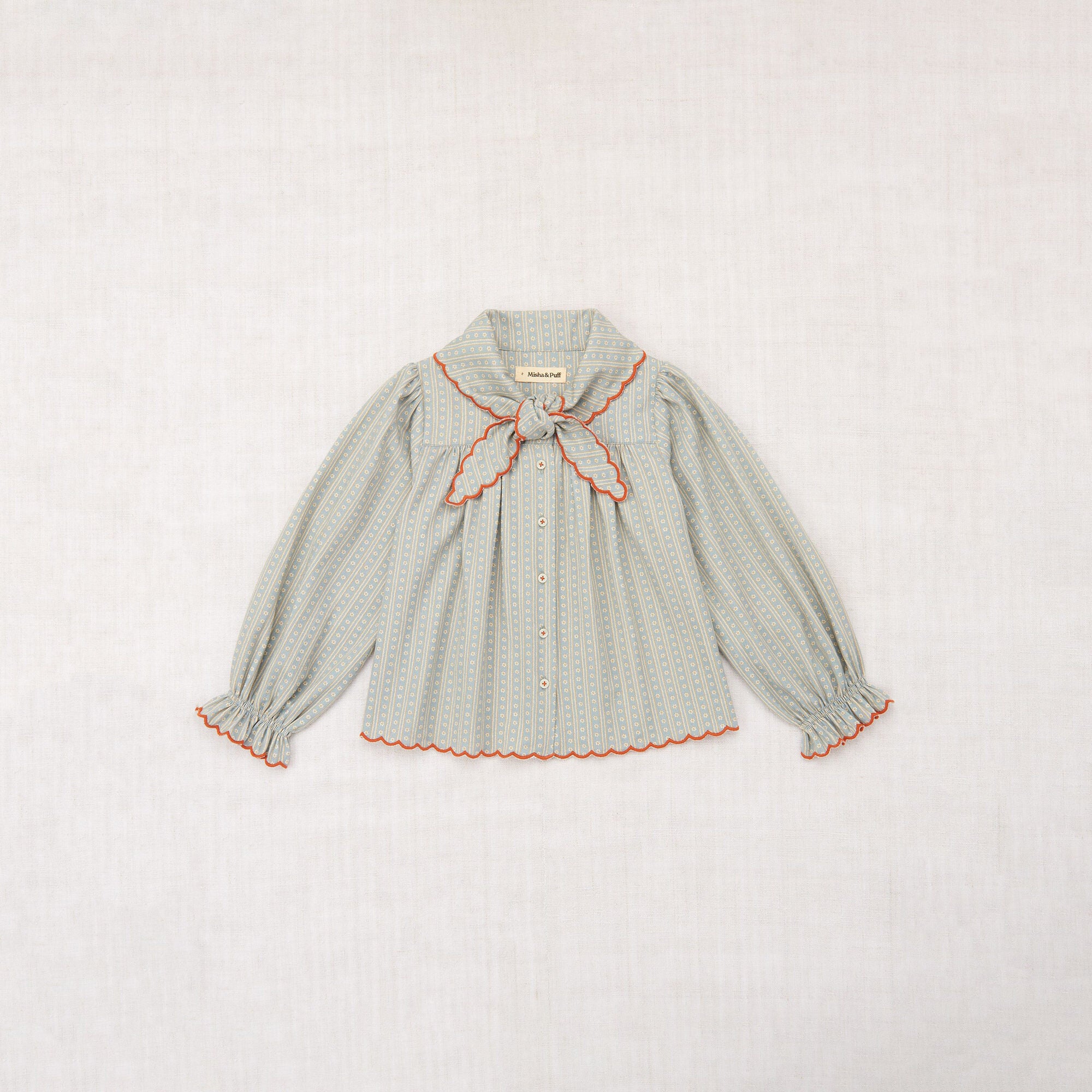 Girls Light Green Floral Cotton Blouse