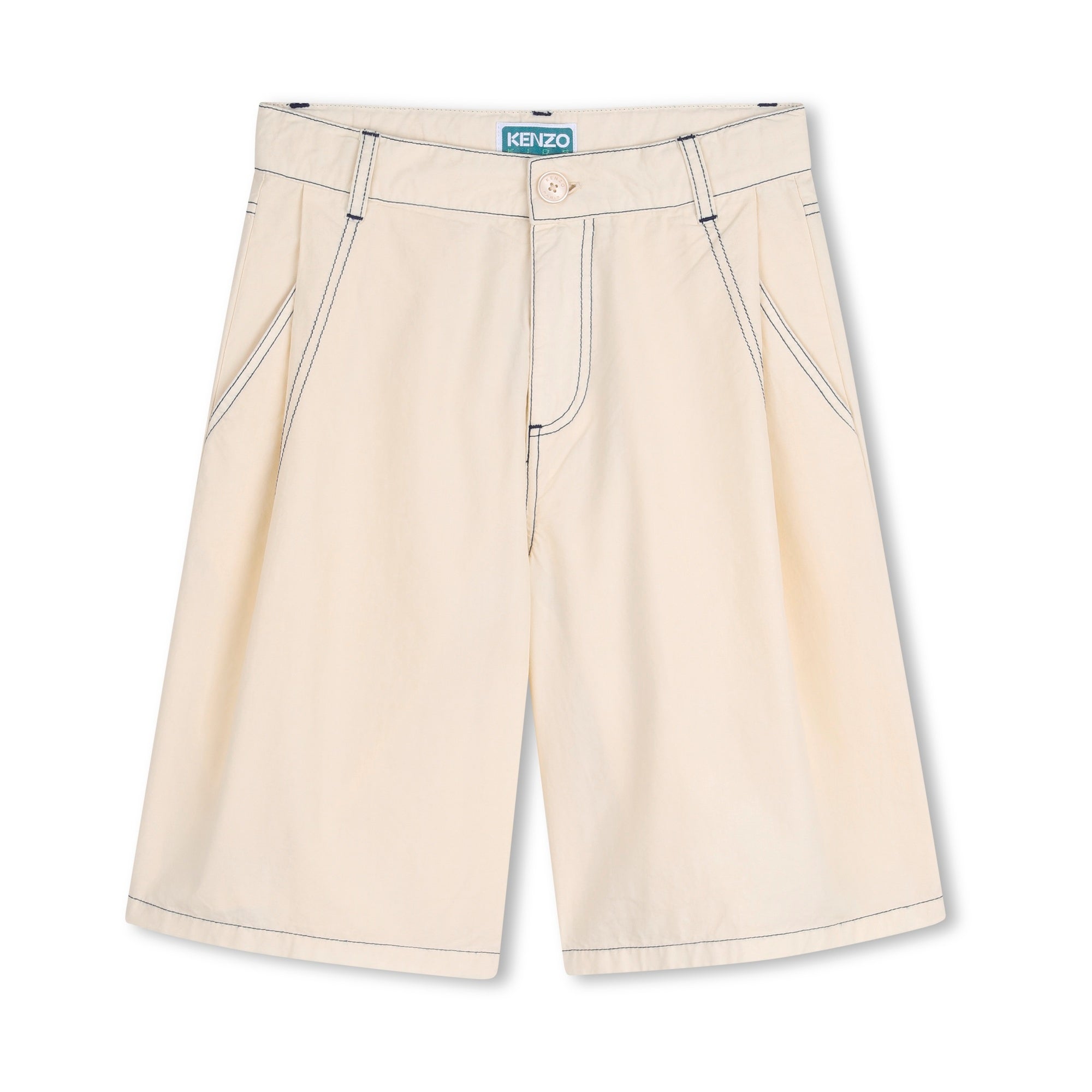 Boys White Cotton Shorts