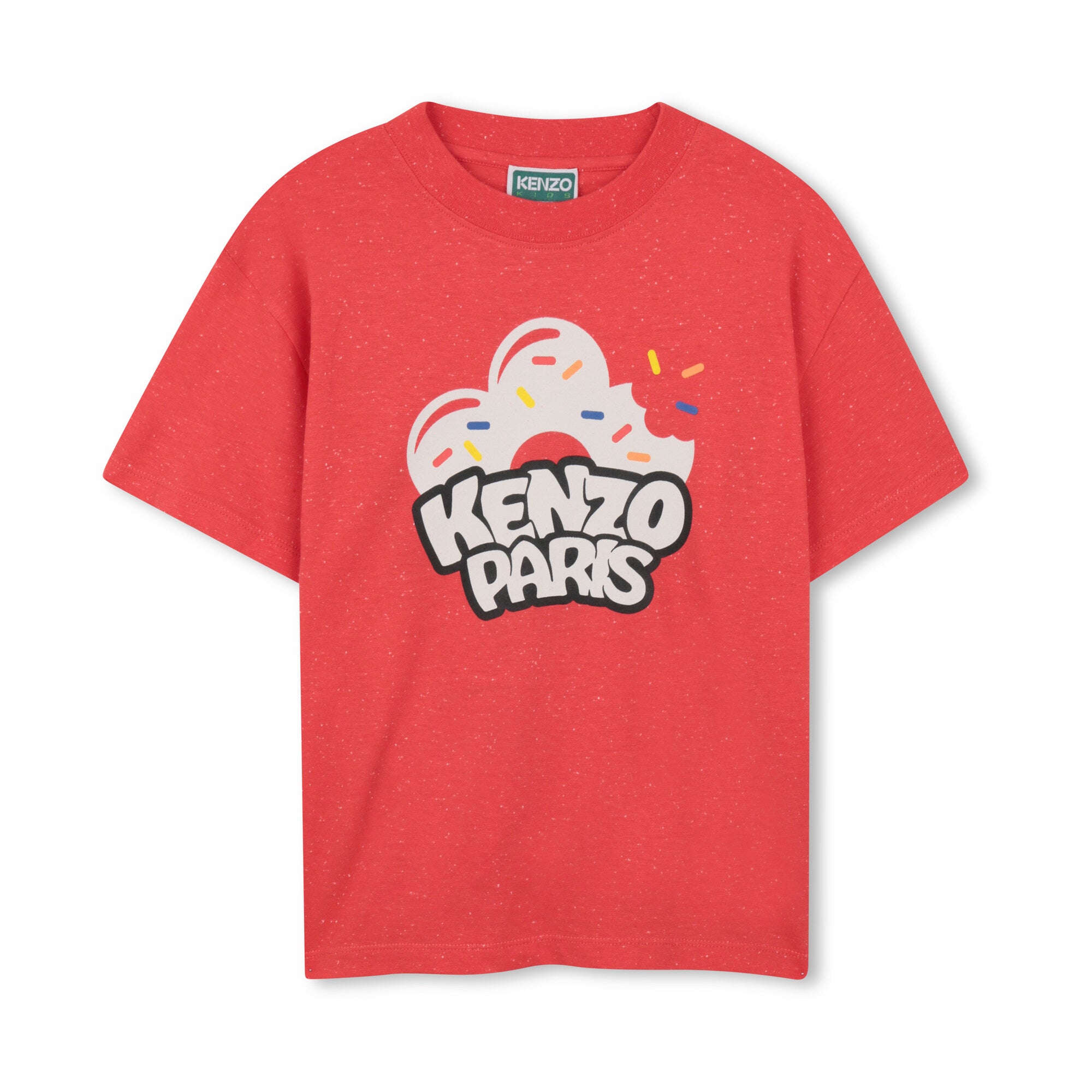 Boys Red Donut Printed Cotton T-Shirt