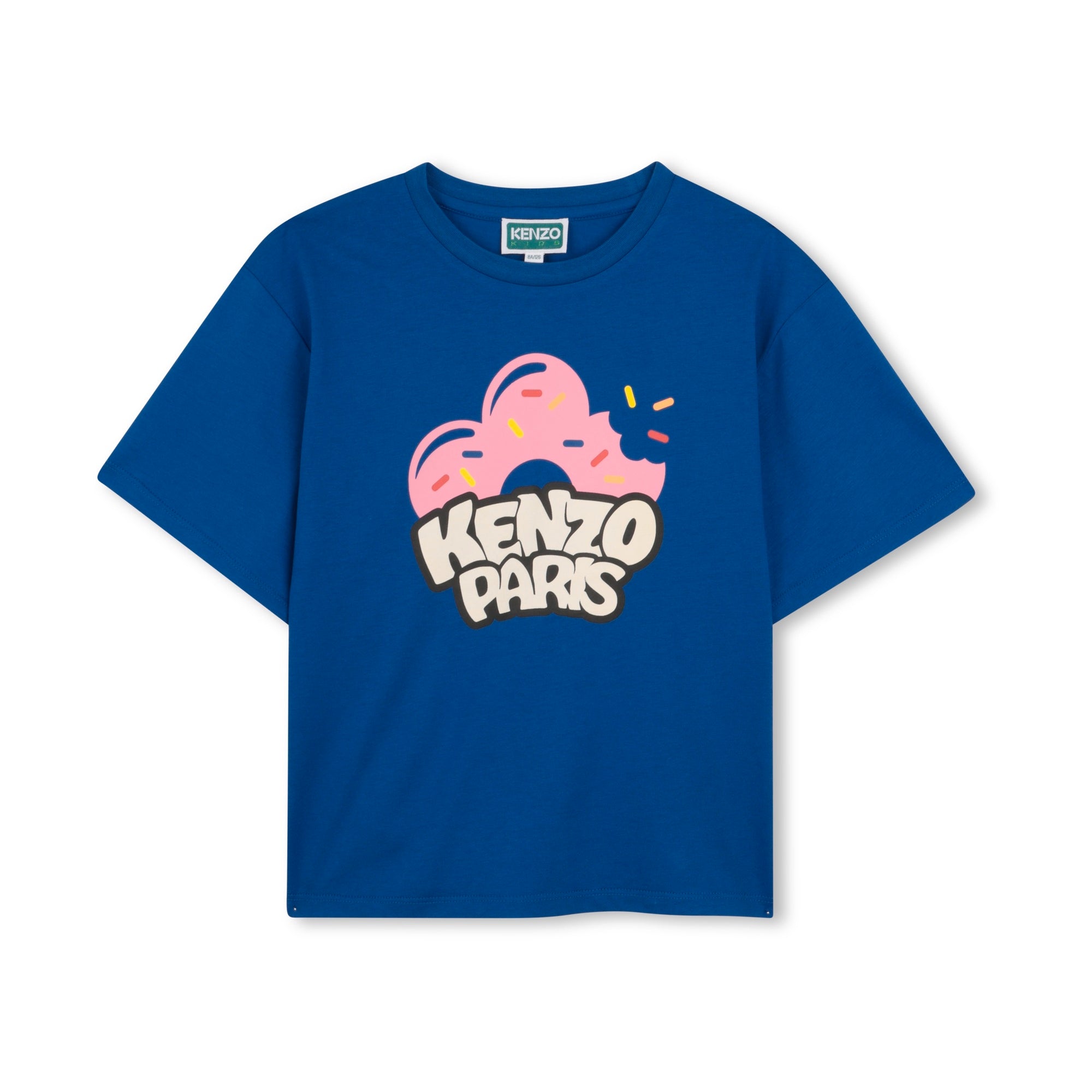Girls Blue Donut Printed Cotton T-Shirt