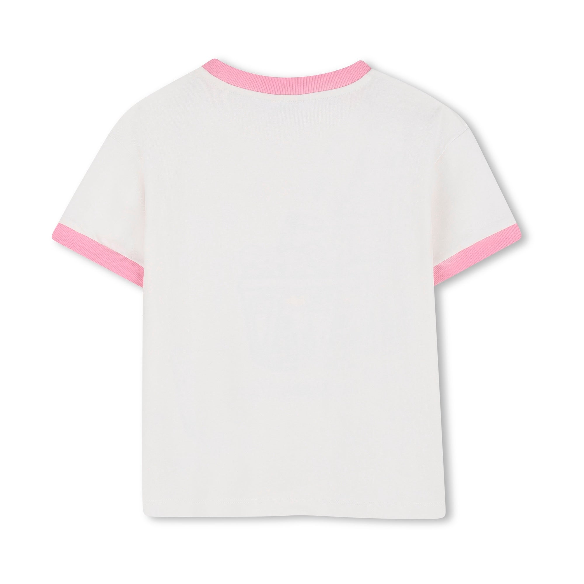 Girls White Bubble Tiger Printed Cotton T-Shirt