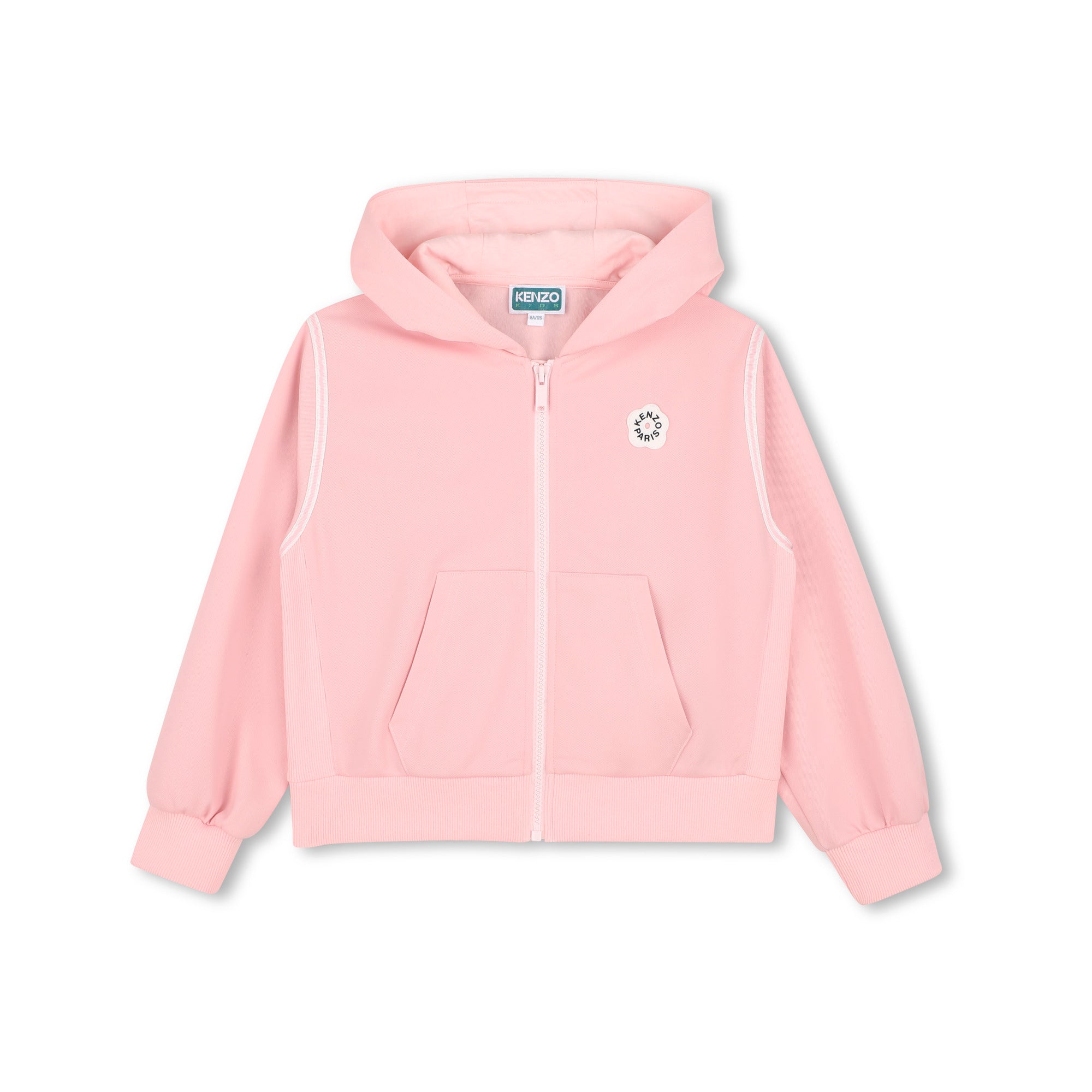 Girls Pink Cotton Zip-Up Top