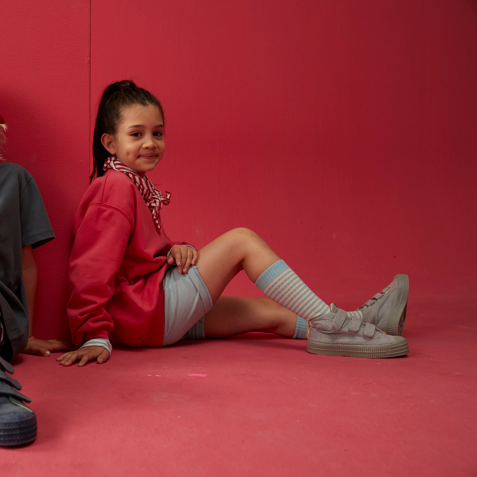 Boys & Girls Sky Blue Stripes Cotton Long Socks