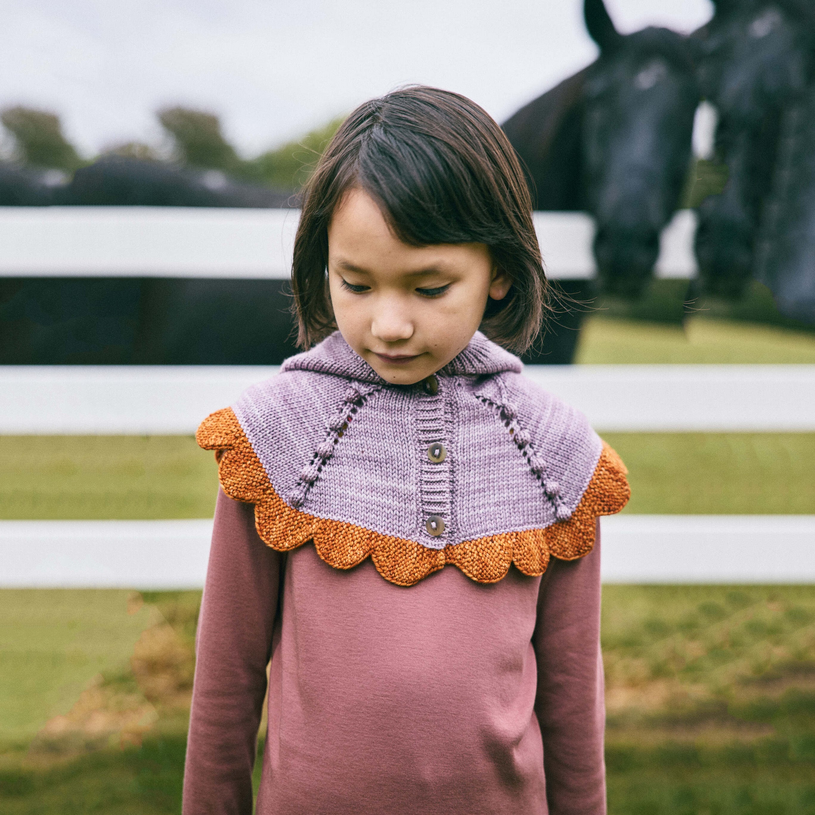 Boys & Girls Purple Wool Cape Hat